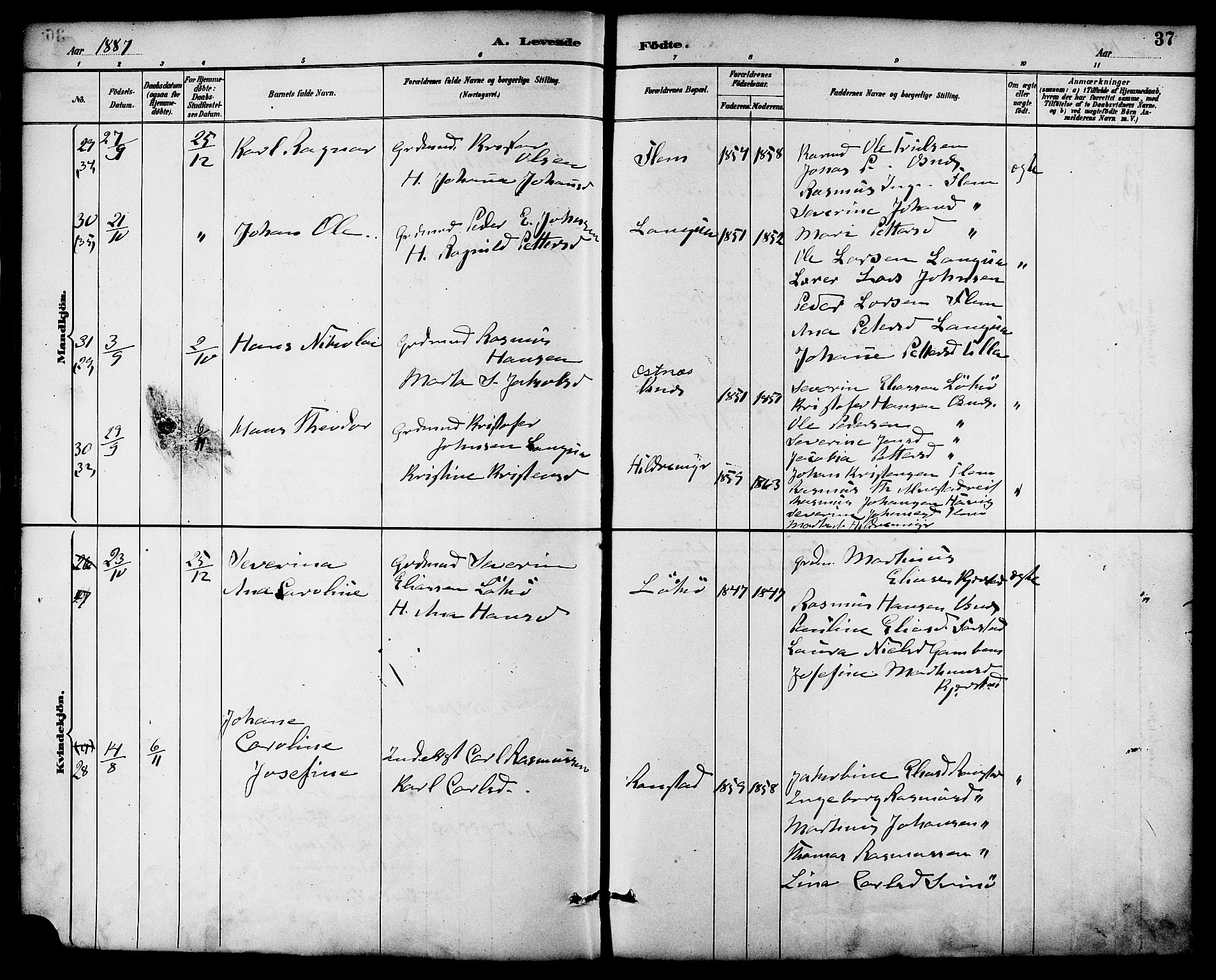 Ministerialprotokoller, klokkerbøker og fødselsregistre - Møre og Romsdal, SAT/A-1454/536/L0501: Parish register (official) no. 536A10, 1884-1896, p. 37