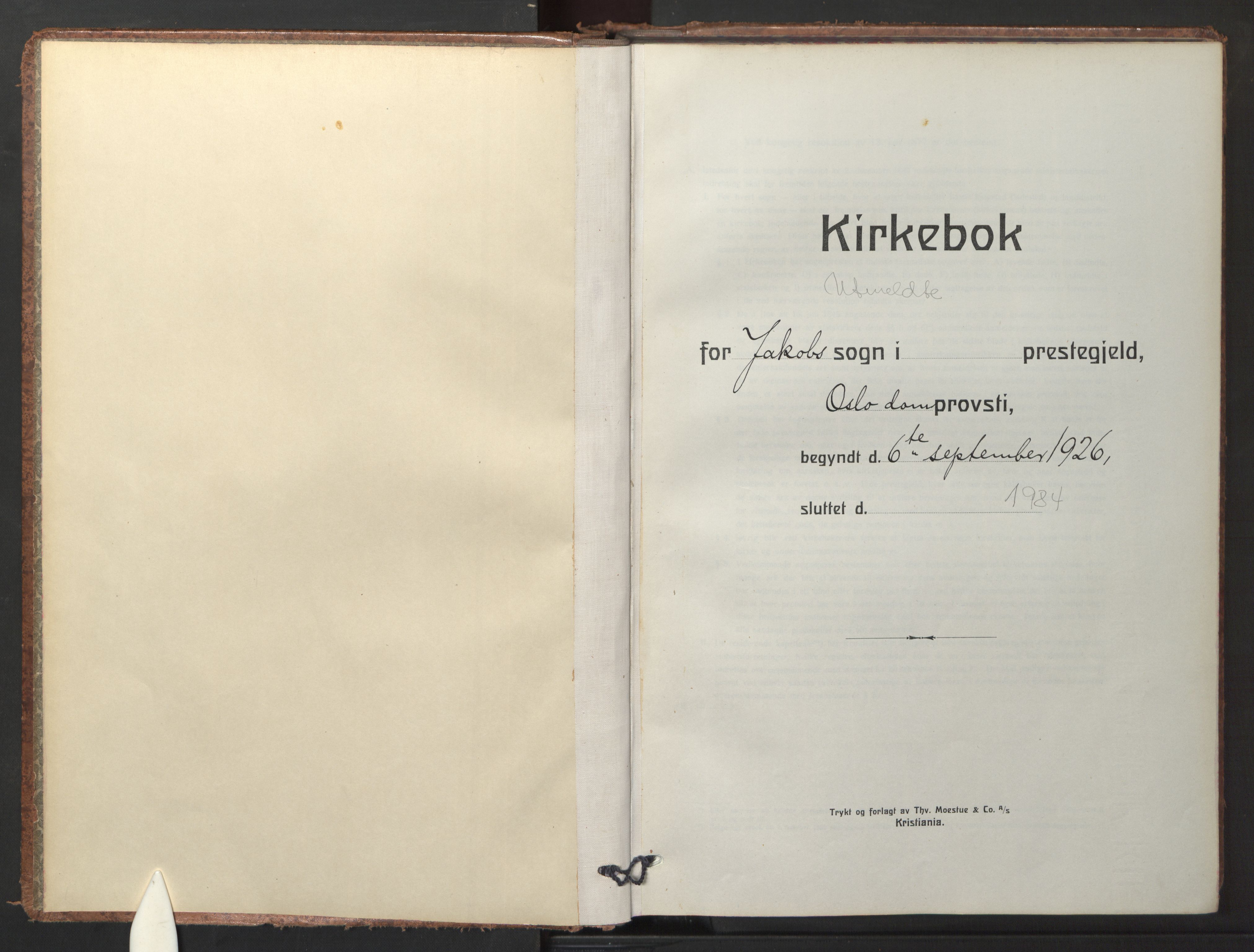 Jakob prestekontor Kirkebøker, AV/SAO-A-10850/F/Fa/L0016: Parish register (official) no. 16, 1926-1984