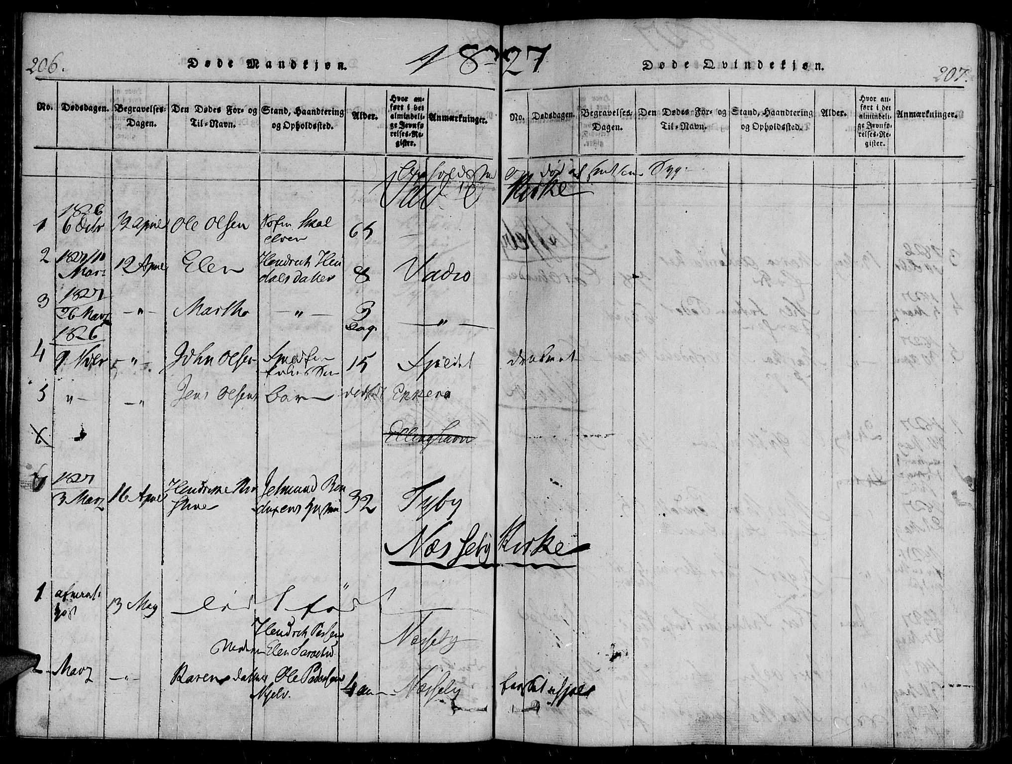 Vadsø sokneprestkontor, SATØ/S-1325/H/Ha/L0003kirke: Parish register (official) no. 3 /1, 1821-1839, p. 206-207
