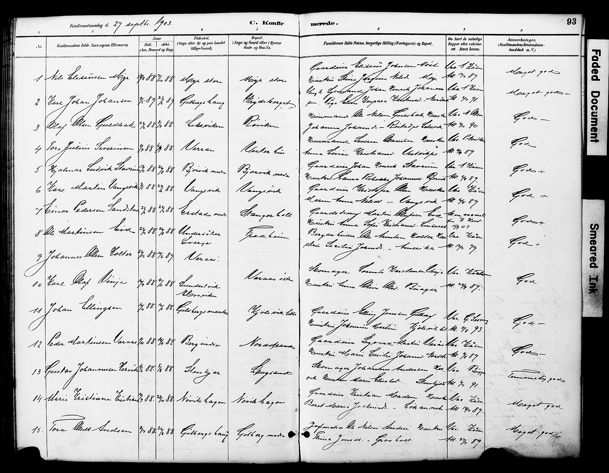 Ministerialprotokoller, klokkerbøker og fødselsregistre - Nord-Trøndelag, SAT/A-1458/722/L0226: Parish register (copy) no. 722C02, 1889-1927, p. 93