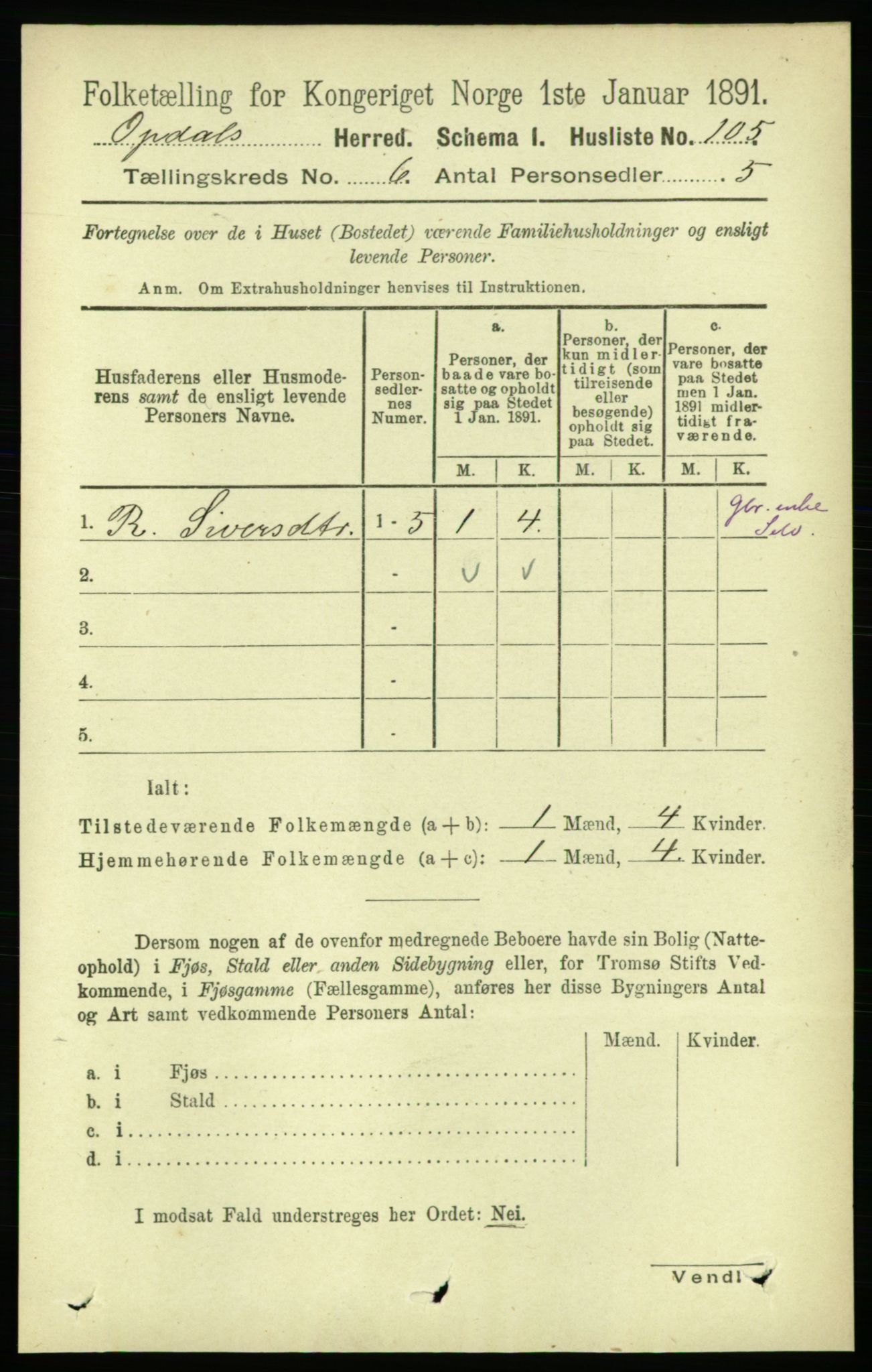 RA, 1891 census for 1634 Oppdal, 1891, p. 2776