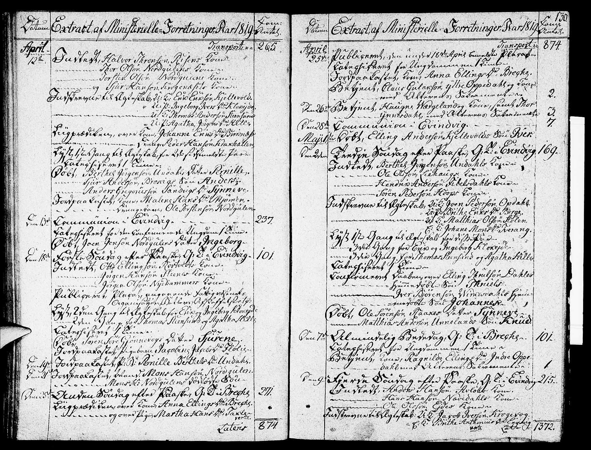 Gulen sokneprestembete, SAB/A-80201/H/Haa/Haaa/L0017: Parish register (official) no. A 17, 1809-1825, p. 130