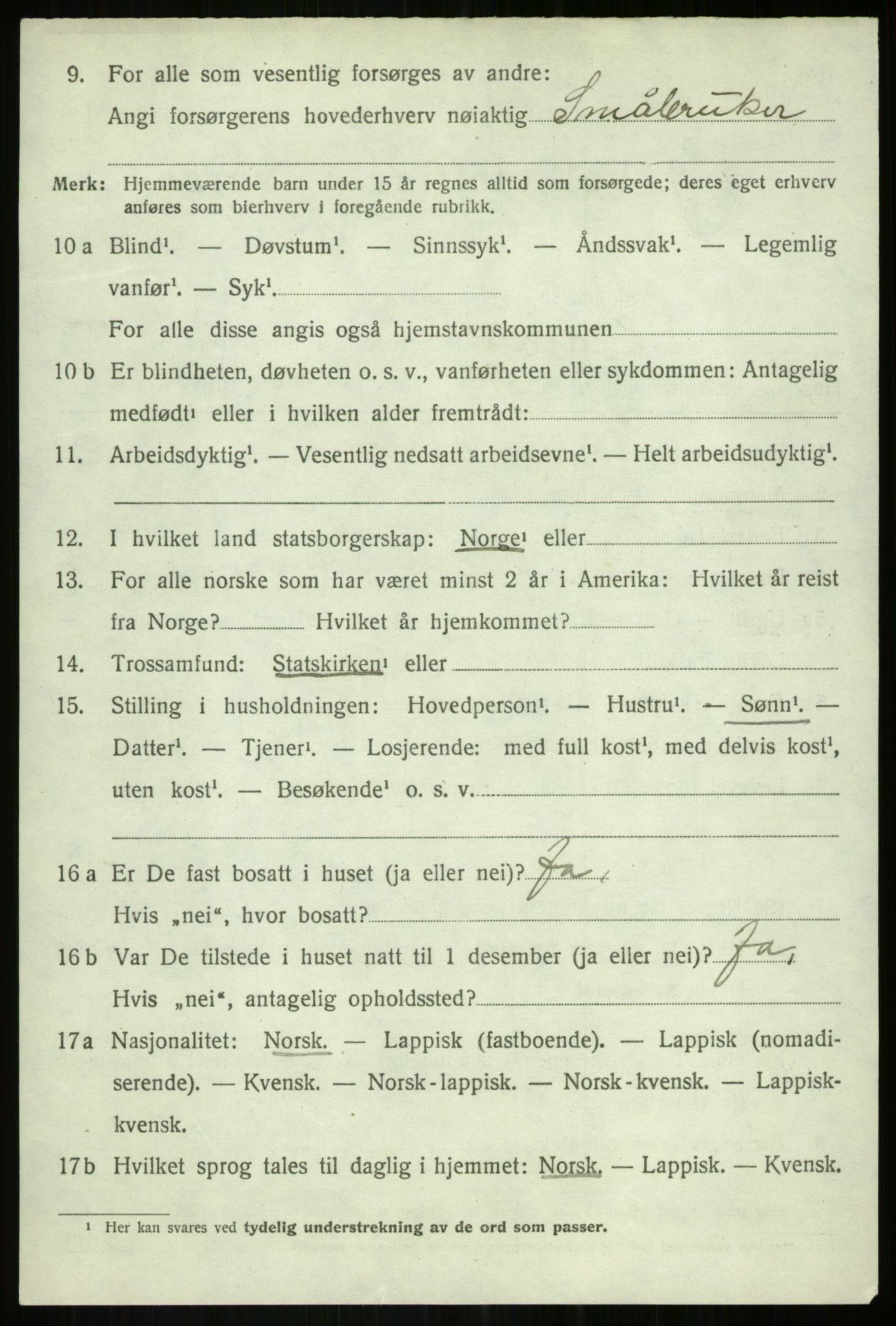 SATØ, 1920 census for Bardu, 1920, p. 2384