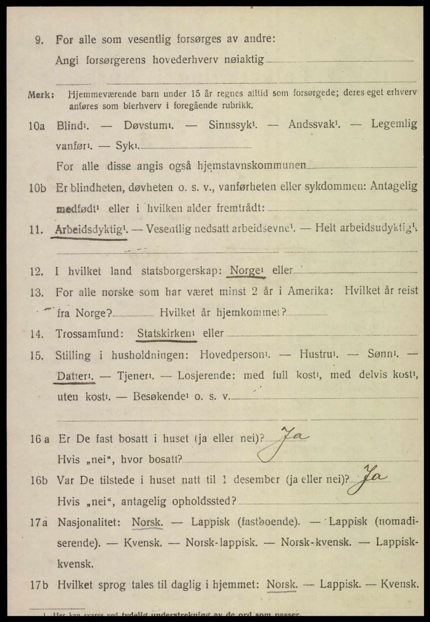 SAT, 1920 census for Snåsa, 1920, p. 1063