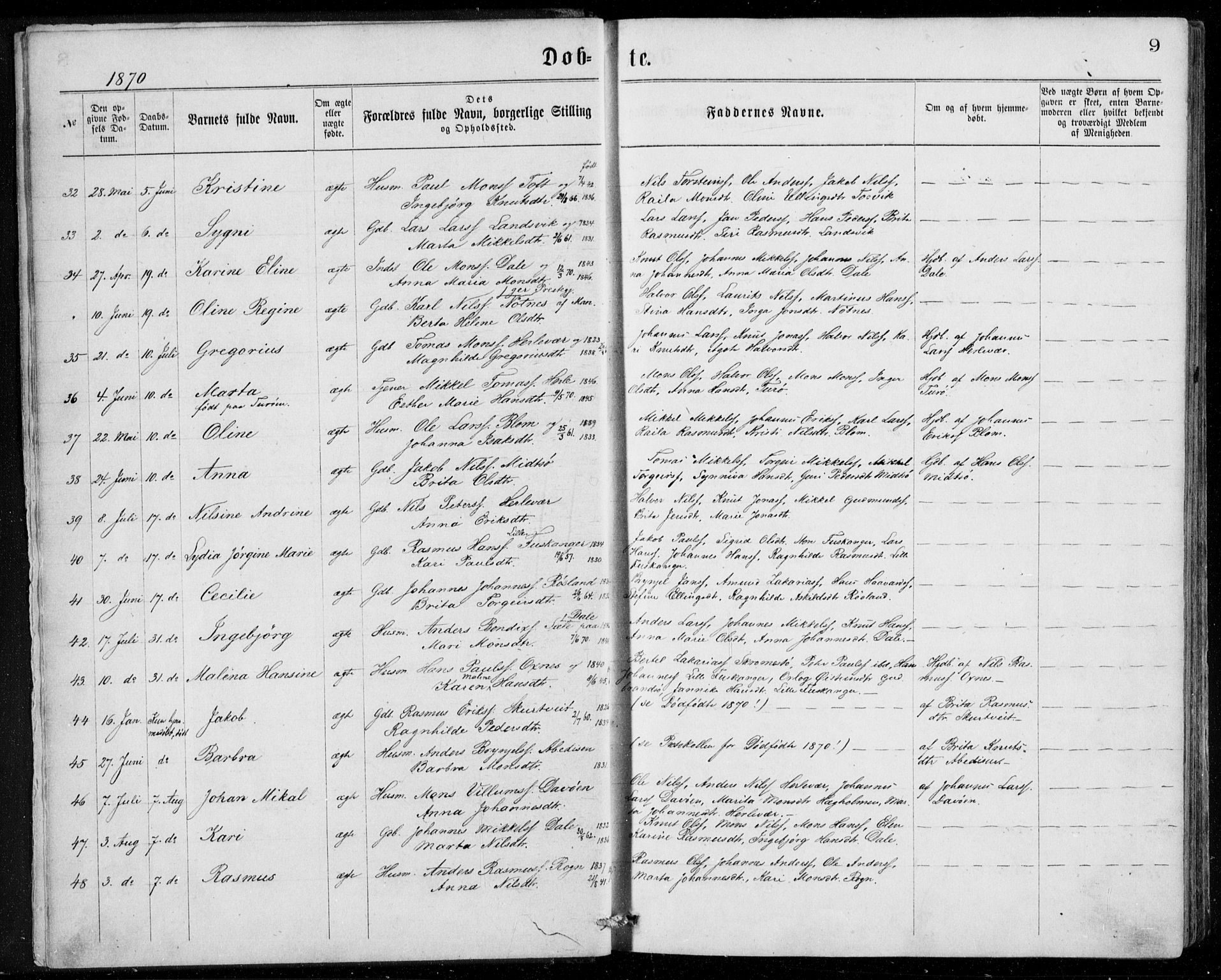 Herdla Sokneprestembete, AV/SAB-A-75701/H/Haa: Parish register (official) no. A 2, 1869-1877, p. 9