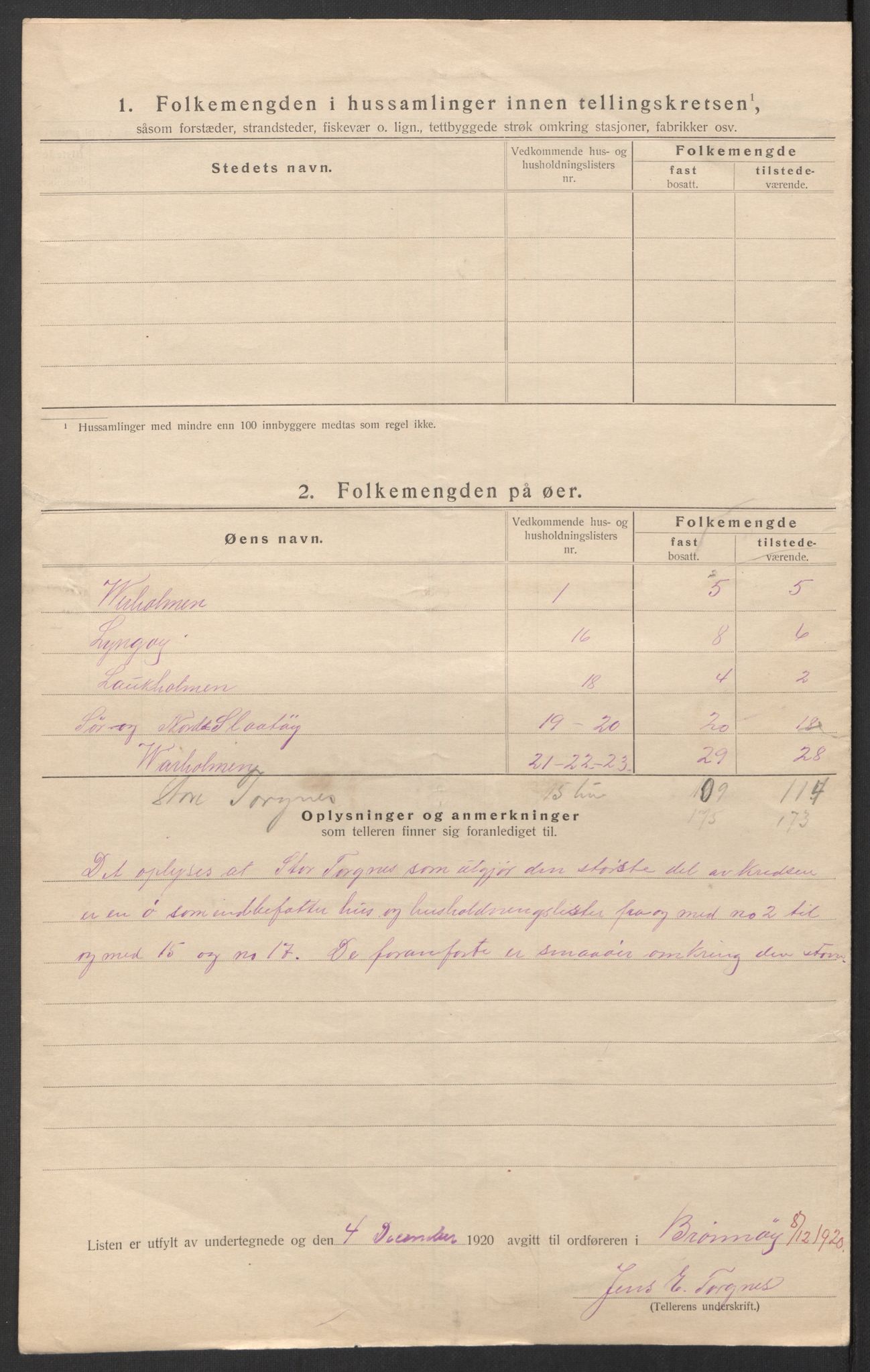 SAT, 1920 census for Brønnøy, 1920, p. 45