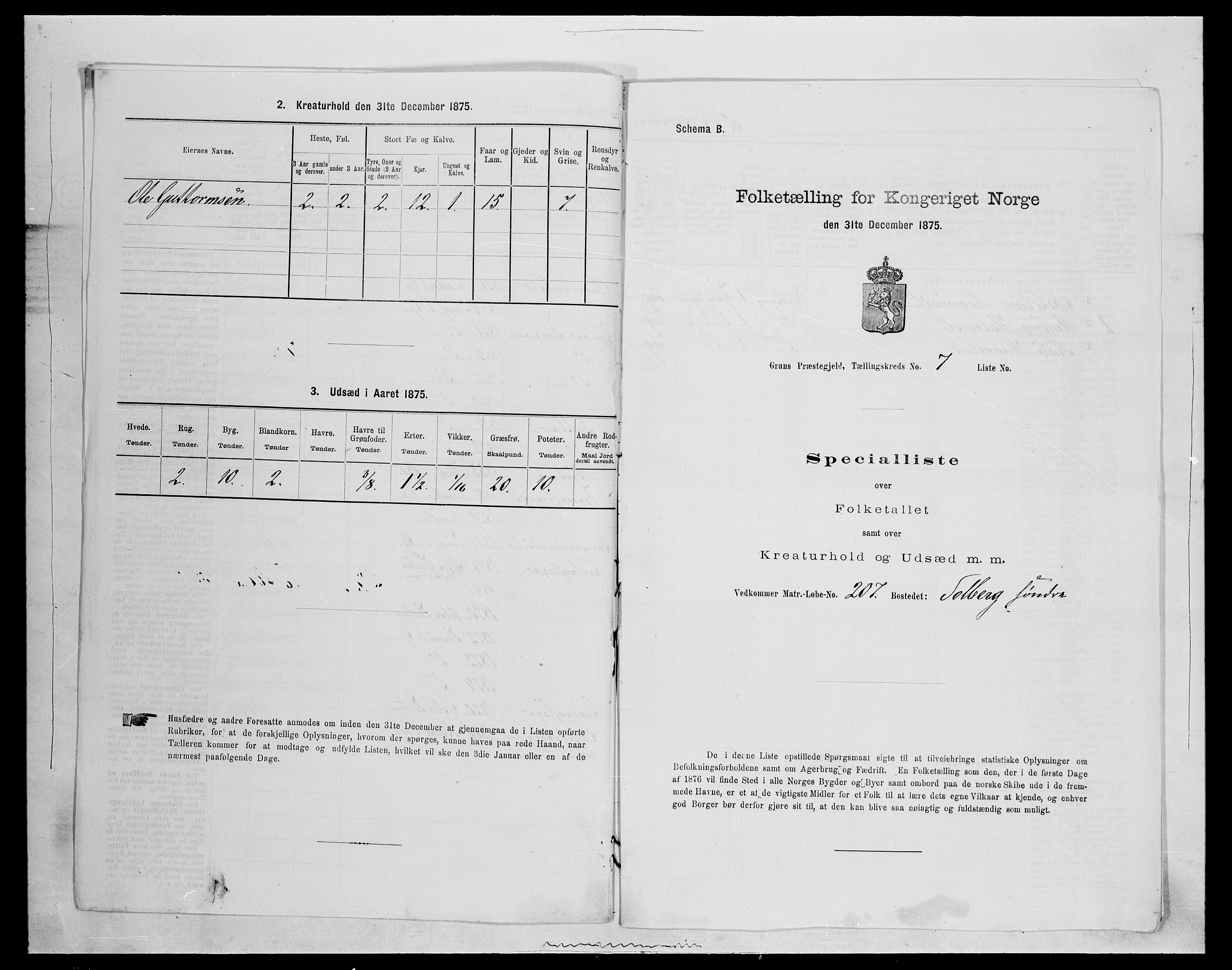 SAH, 1875 census for 0534P Gran, 1875, p. 1173