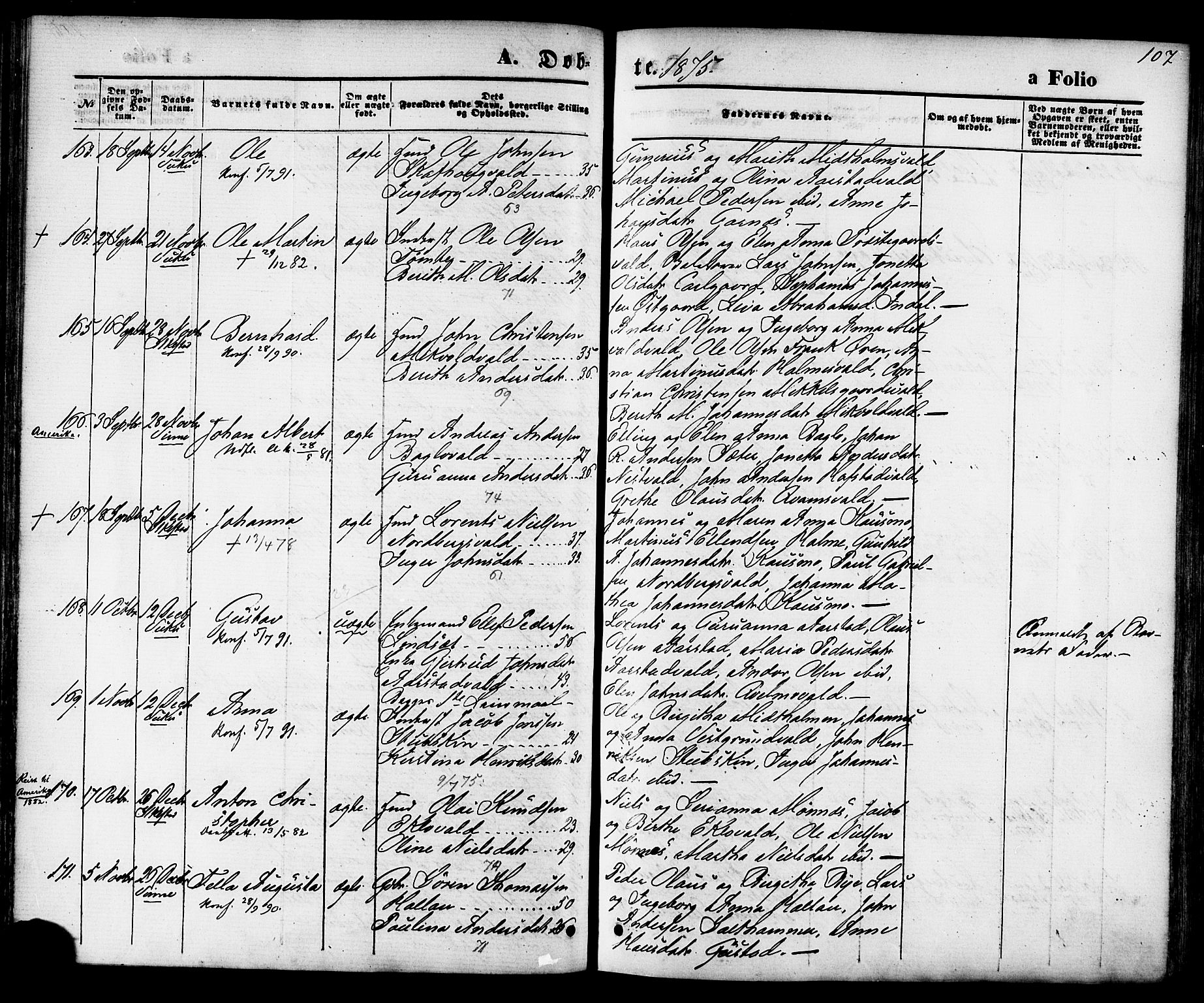 Ministerialprotokoller, klokkerbøker og fødselsregistre - Nord-Trøndelag, SAT/A-1458/723/L0242: Parish register (official) no. 723A11, 1870-1880, p. 107