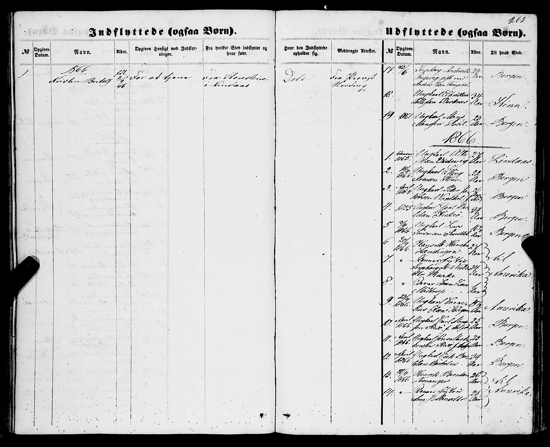 Gulen sokneprestembete, AV/SAB-A-80201/H/Haa/Haaa/L0022: Parish register (official) no. A 22, 1859-1869, p. 262