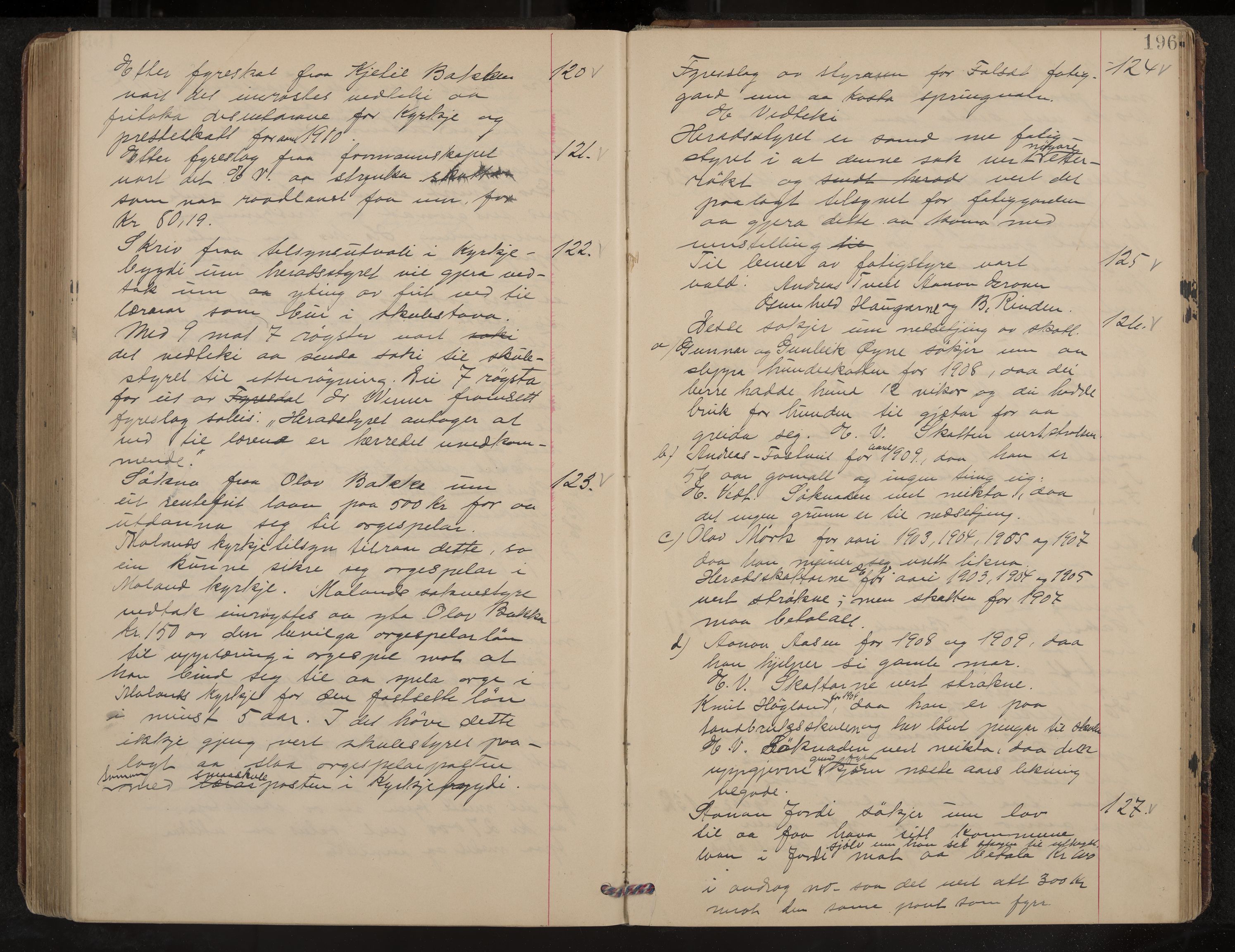 Fyresdal formannskap og sentraladministrasjon, IKAK/0831021-1/Aa/L0004: Møtebok, 1903-1911, p. 196