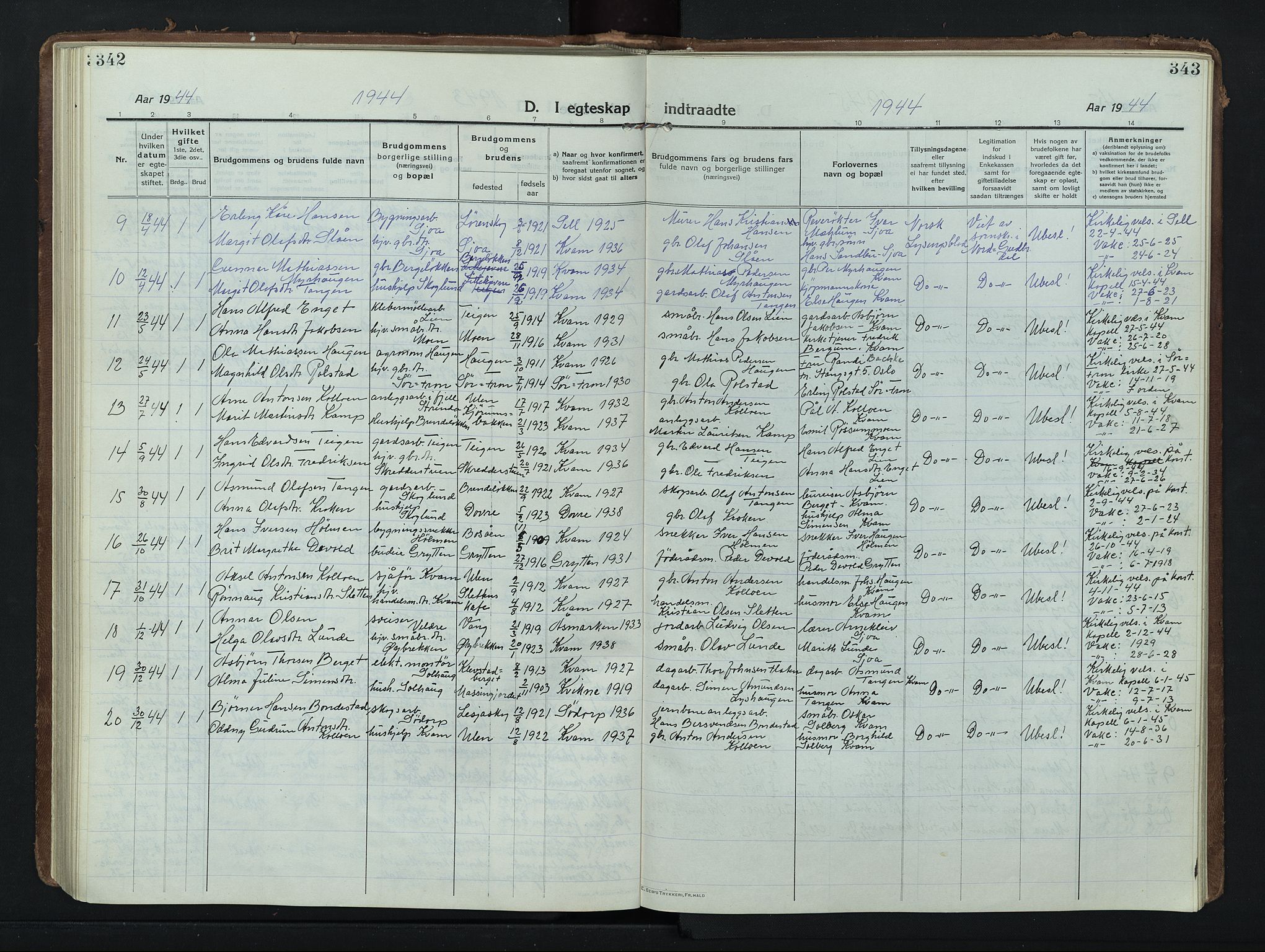 Nord-Fron prestekontor, AV/SAH-PREST-080/H/Ha/Hab/L0008: Parish register (copy) no. 8, 1915-1948, p. 342-343