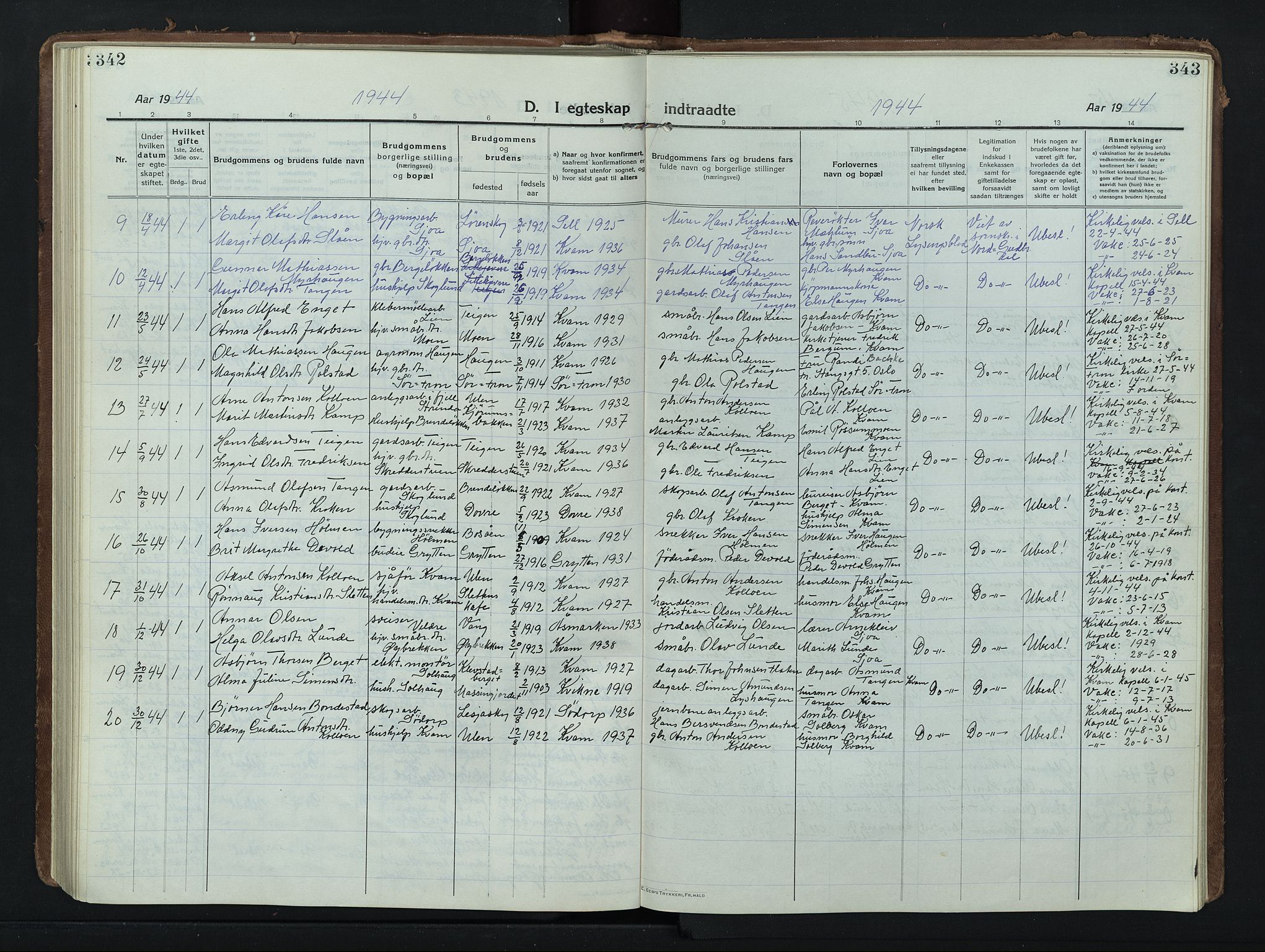 Nord-Fron prestekontor, SAH/PREST-080/H/Ha/Hab/L0008: Parish register (copy) no. 8, 1915-1948, p. 342-343