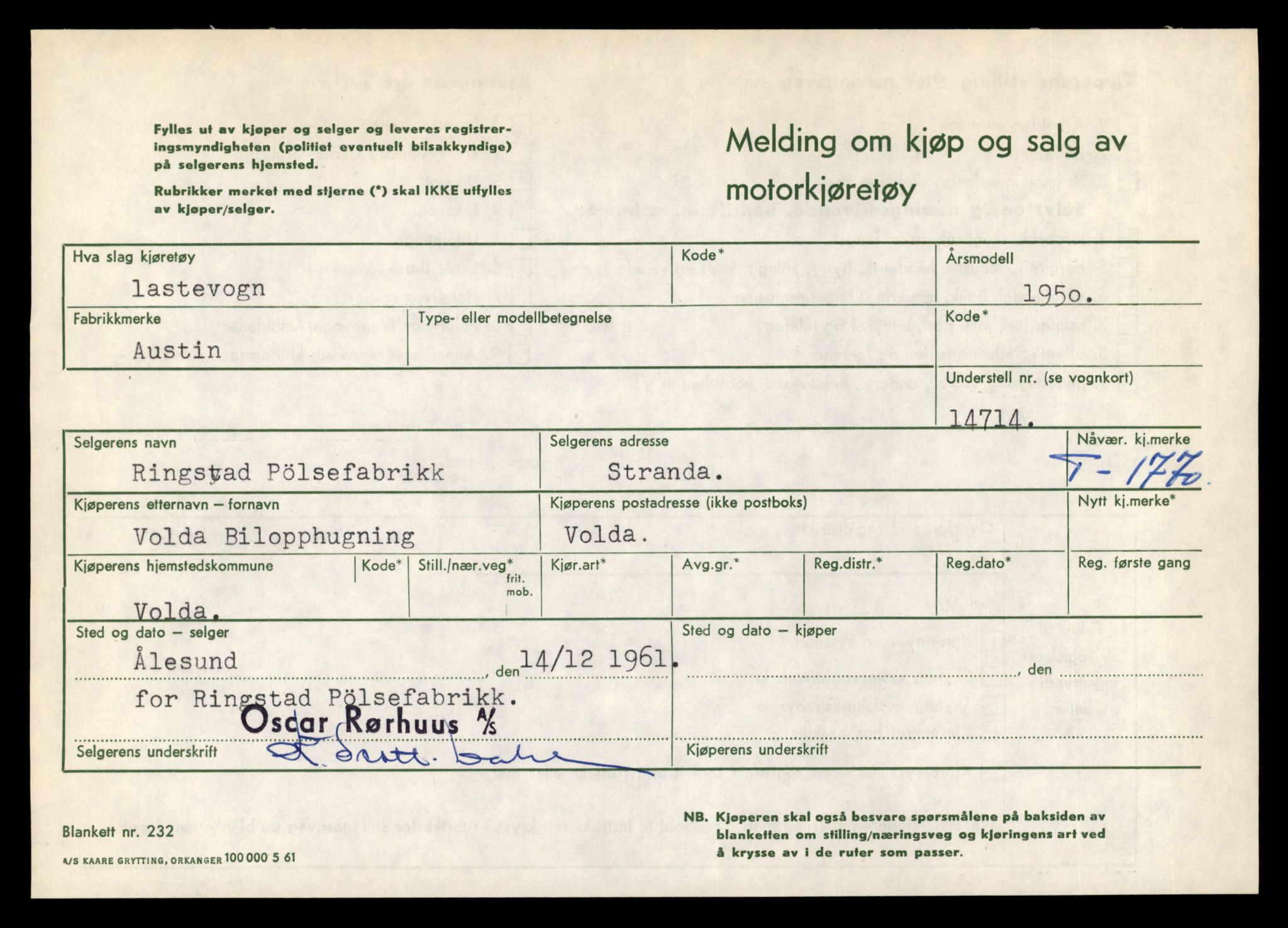 Møre og Romsdal vegkontor - Ålesund trafikkstasjon, AV/SAT-A-4099/F/Fe/L0015: Registreringskort for kjøretøy T 1700 - T 1850, 1927-1998, p. 1495