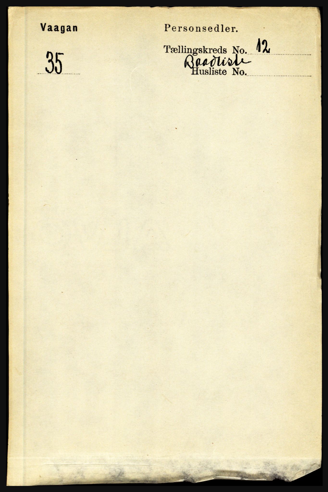 RA, 1891 census for 1865 Vågan, 1891, p. 3260
