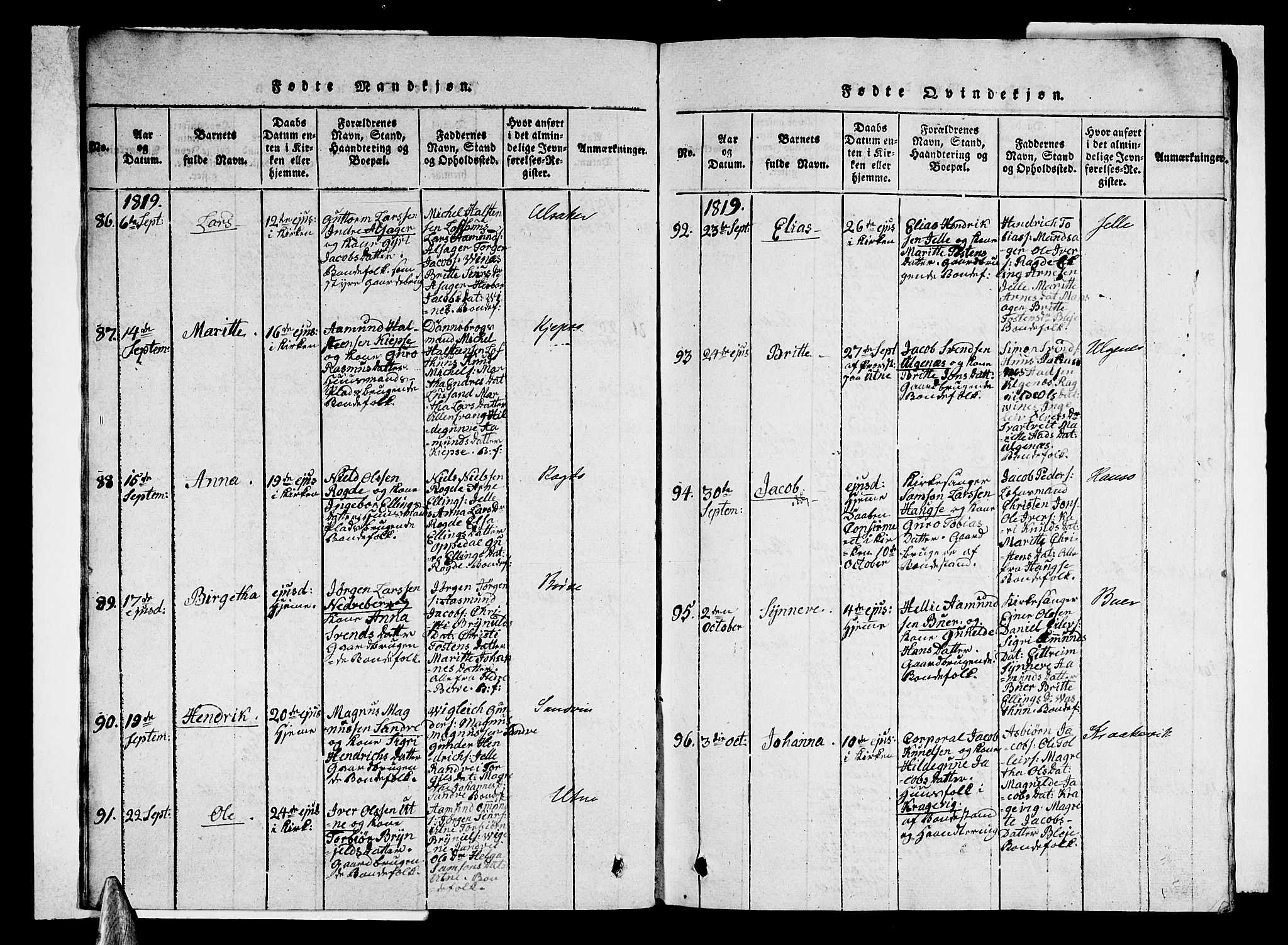 Ullensvang sokneprestembete, AV/SAB-A-78701/H/Haa: Parish register (official) no. A 9, 1819-1826