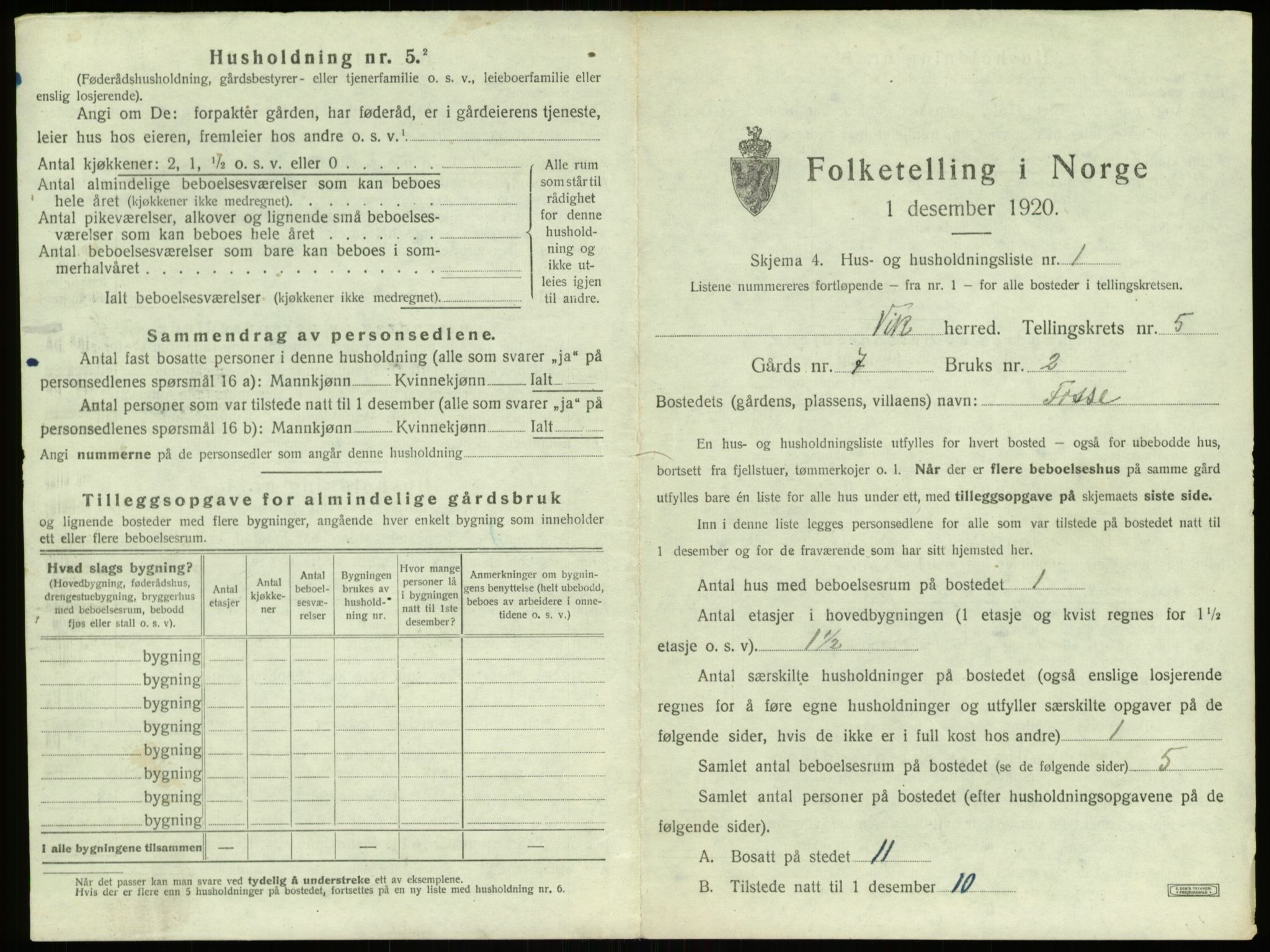 SAB, 1920 census for Vik, 1920, p. 617
