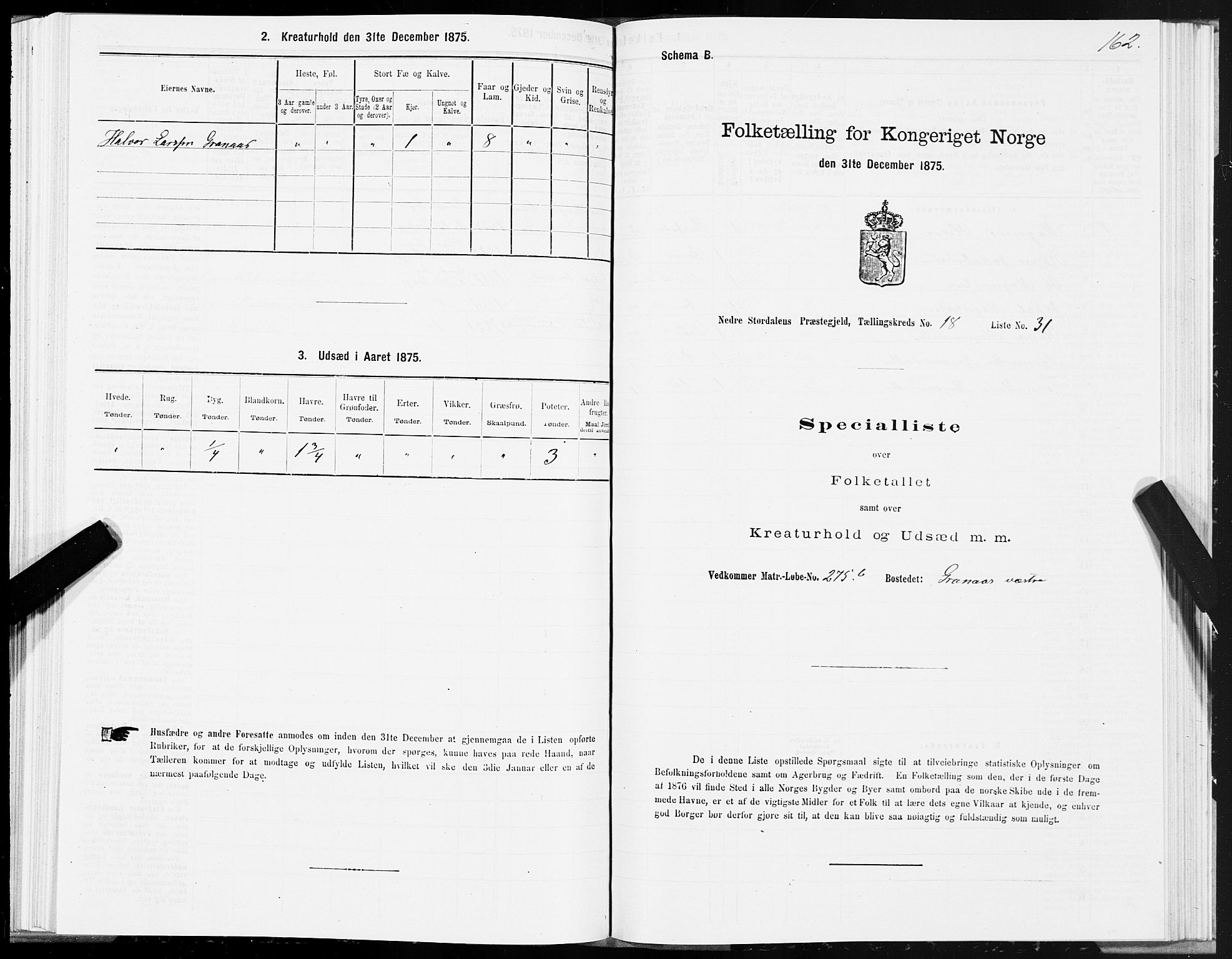 SAT, 1875 census for 1714P Nedre Stjørdal, 1875, p. 9162