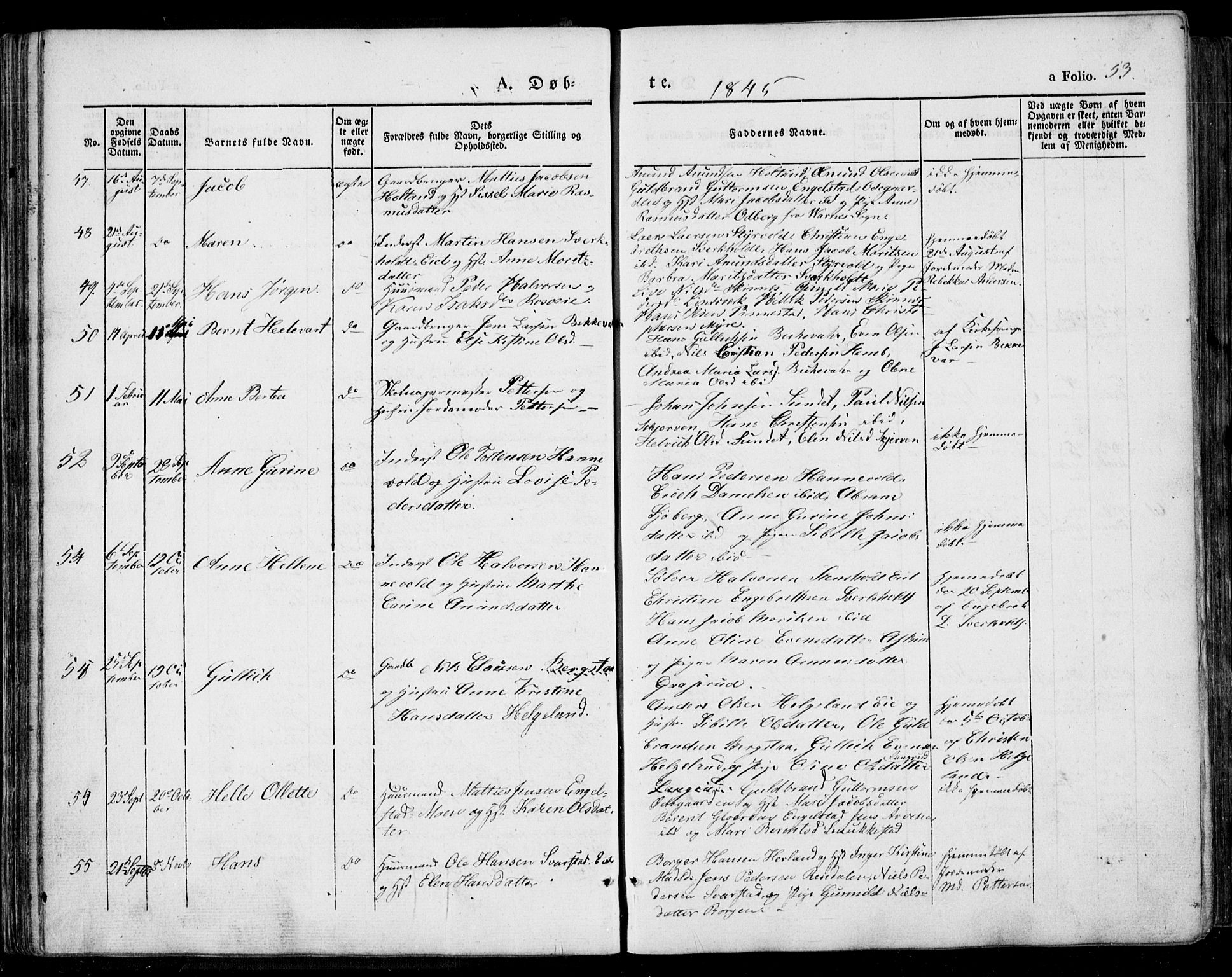 Lardal kirkebøker, SAKO/A-350/F/Fa/L0006: Parish register (official) no. I 6, 1835-1860, p. 53