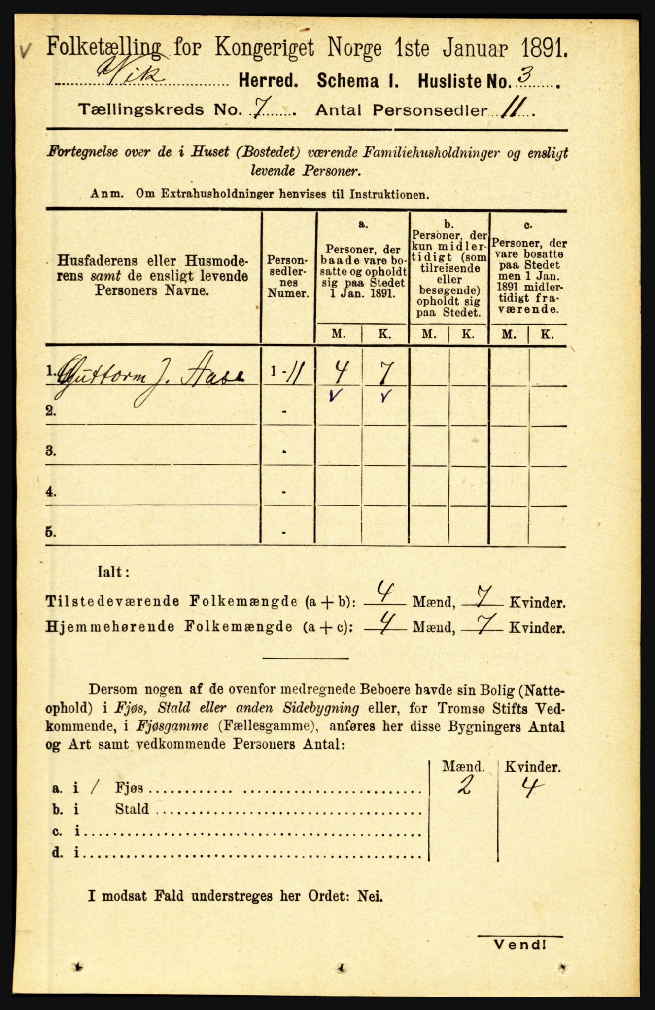 RA, 1891 census for 1417 Vik, 1891, p. 3169