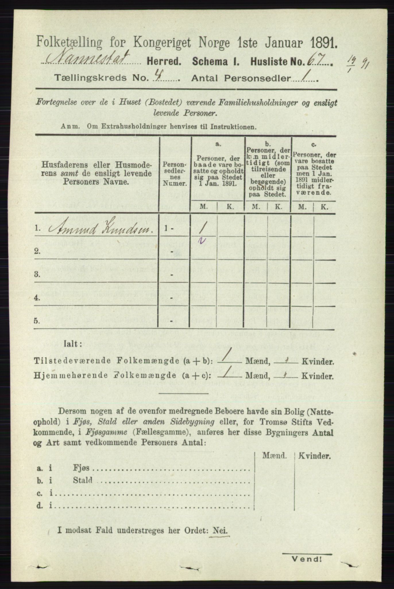 RA, 1891 census for 0238 Nannestad, 1891, p. 2047