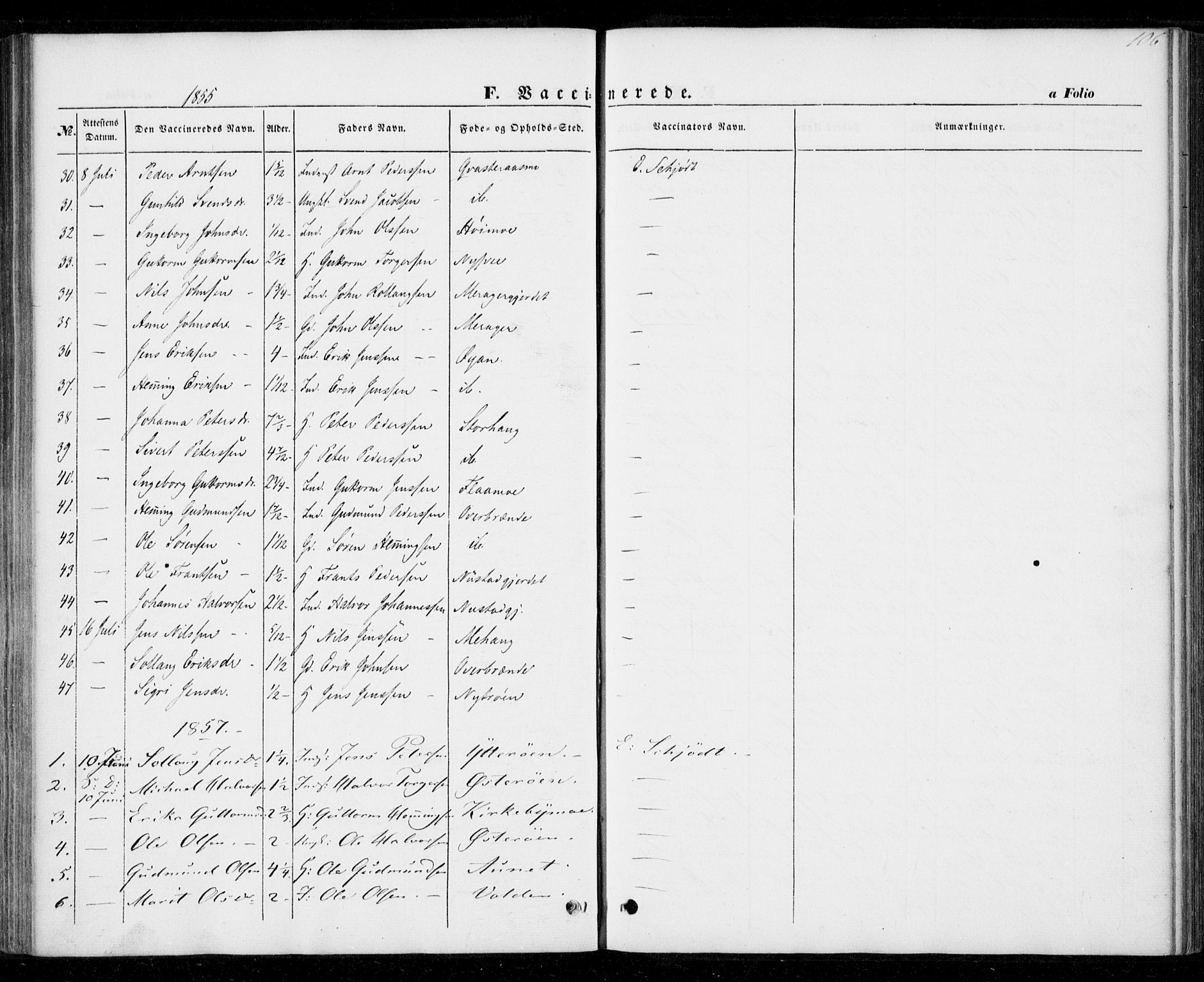 Ministerialprotokoller, klokkerbøker og fødselsregistre - Nord-Trøndelag, SAT/A-1458/706/L0040: Parish register (official) no. 706A01, 1850-1861, p. 106