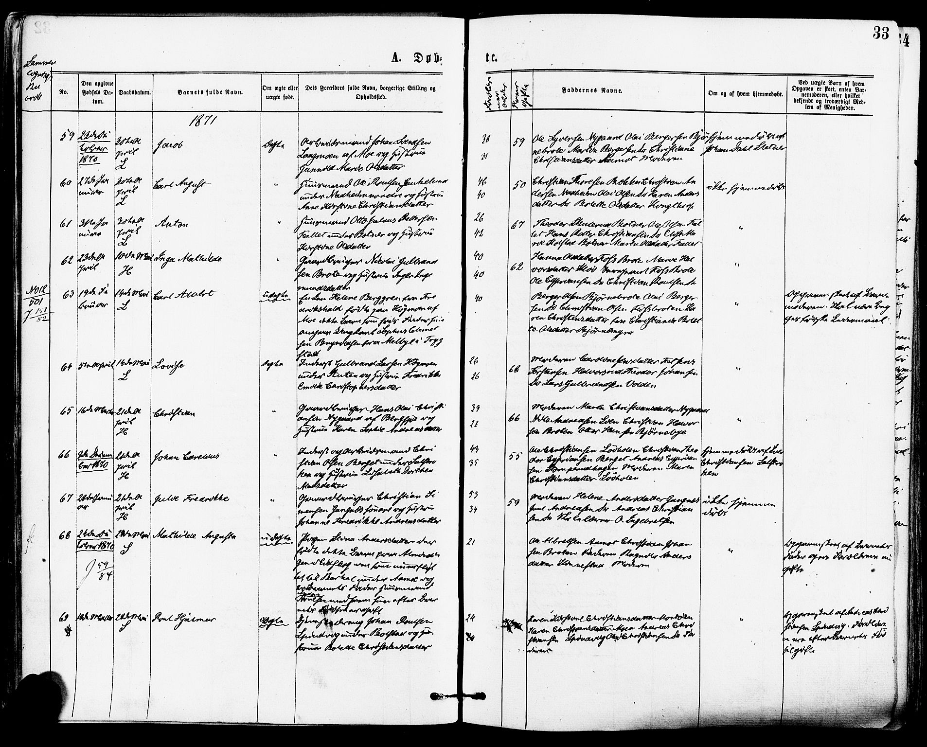 Høland prestekontor Kirkebøker, SAO/A-10346a/F/Fa/L0012.a: Parish register (official) no. I 12A, 1869-1879, p. 33