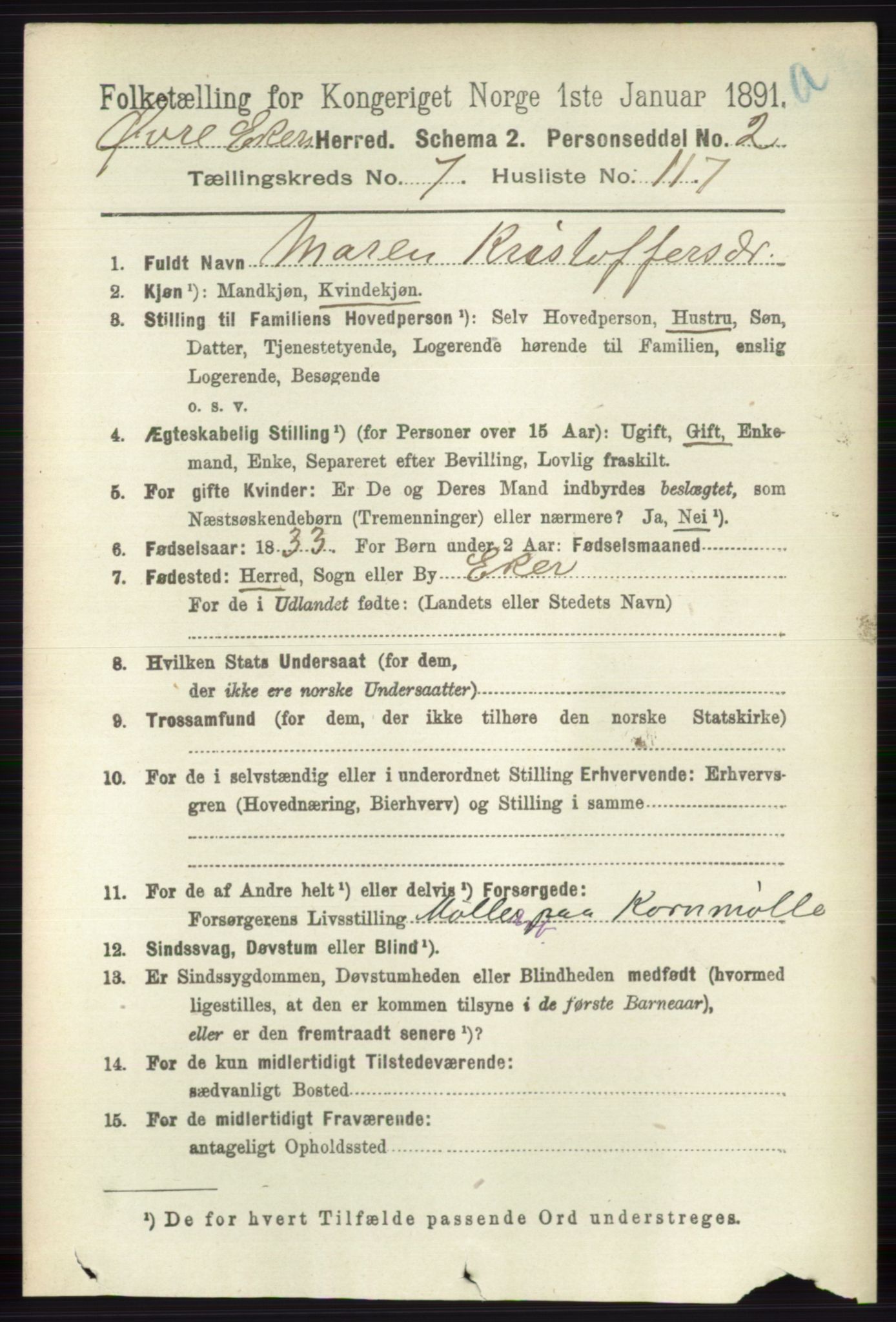 RA, 1891 census for 0624 Øvre Eiker, 1891, p. 3138