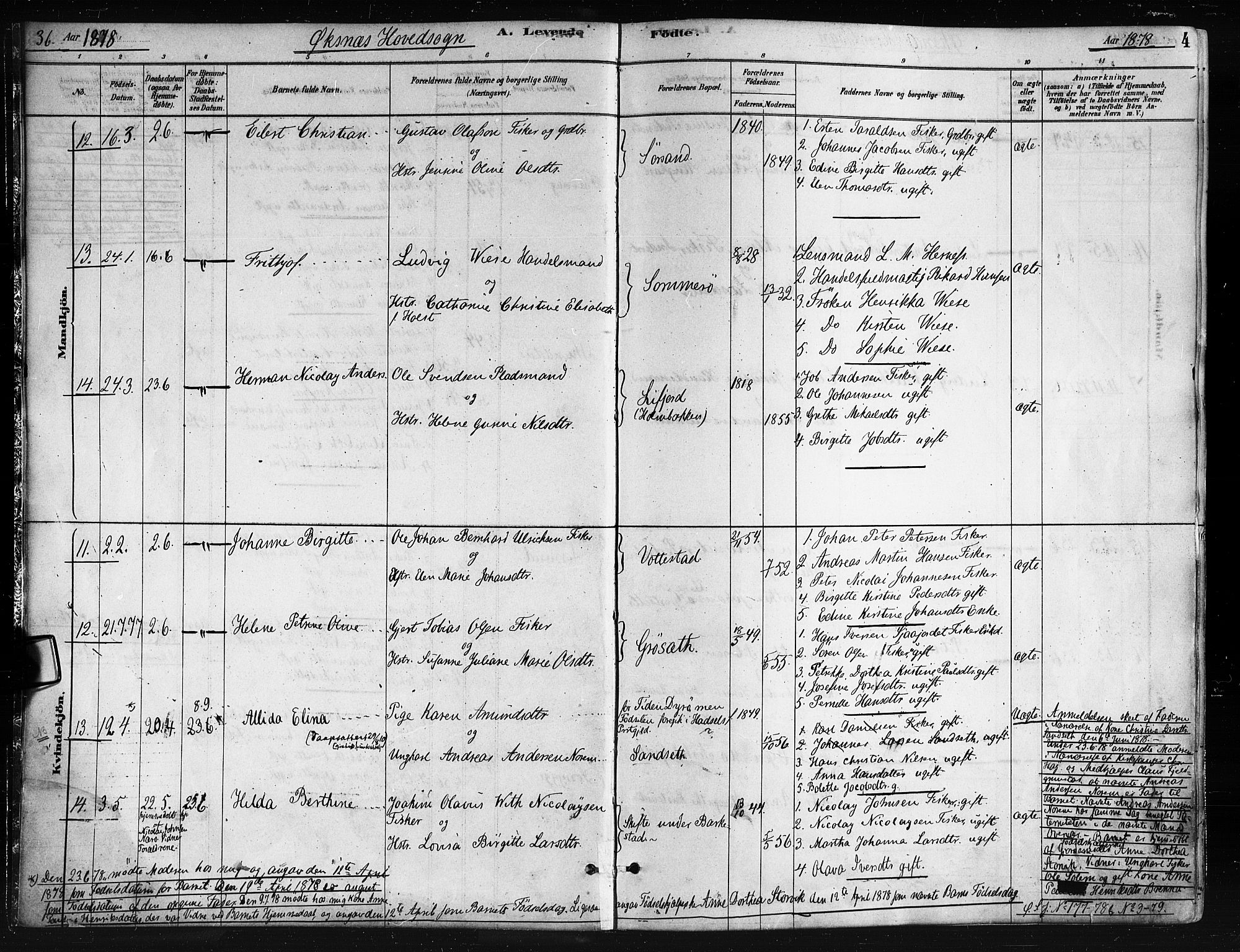 Ministerialprotokoller, klokkerbøker og fødselsregistre - Nordland, AV/SAT-A-1459/893/L1335: Parish register (official) no. 893A08 /1, 1878-1884, p. 4