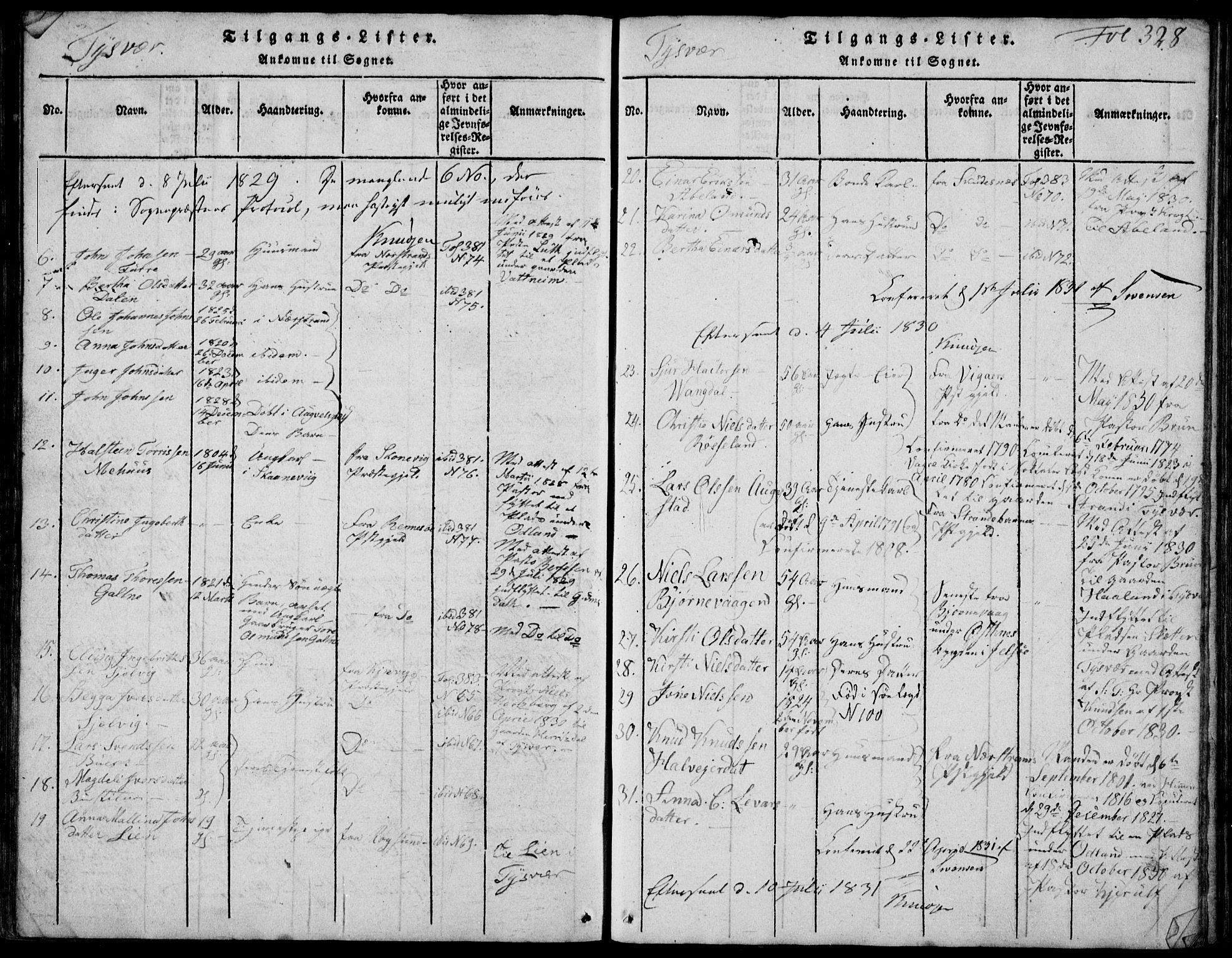 Skjold sokneprestkontor, SAST/A-101847/H/Ha/Hab/L0002: Parish register (copy) no. B 2 /1, 1815-1830, p. 328