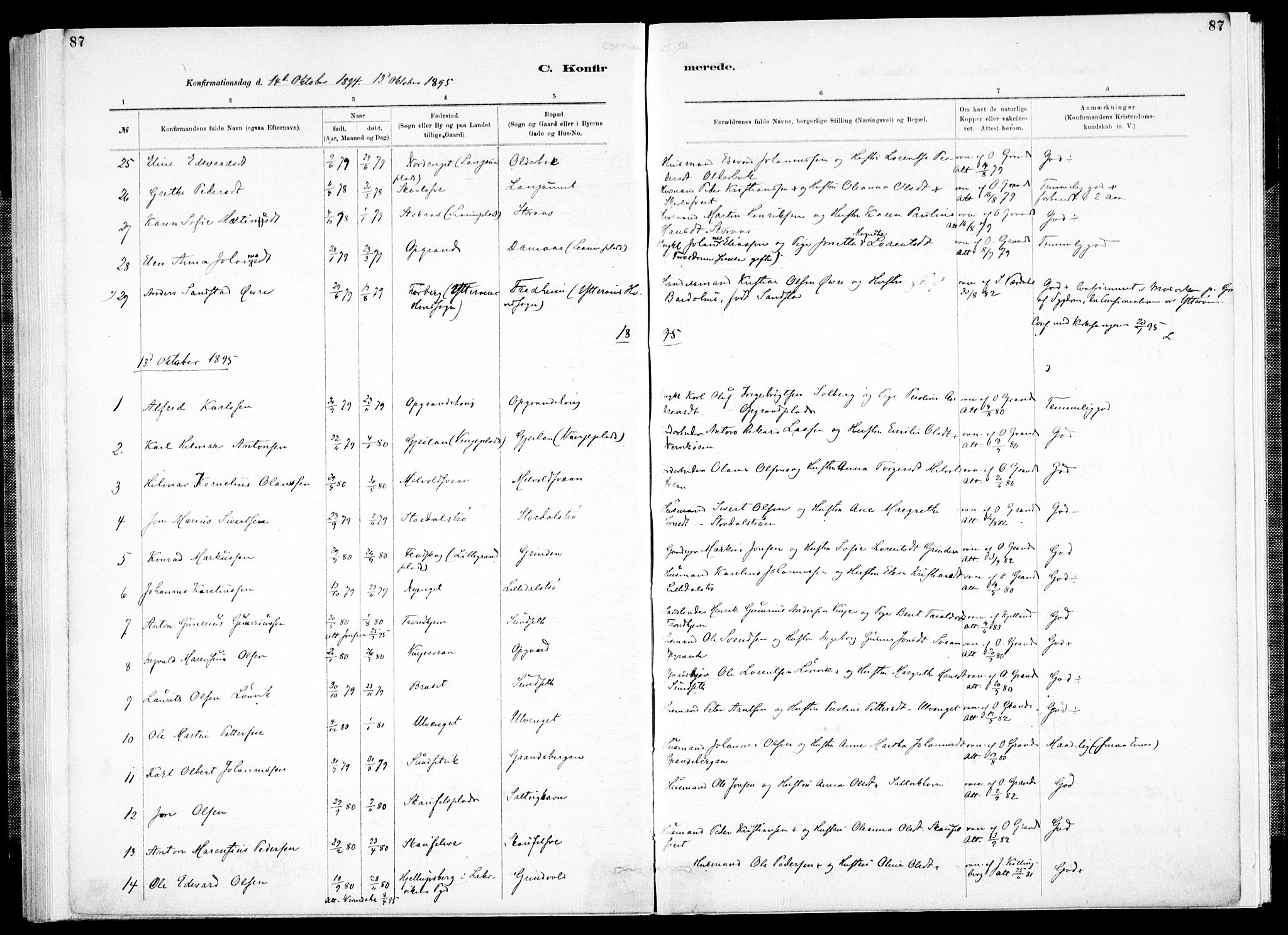 Ministerialprotokoller, klokkerbøker og fødselsregistre - Nord-Trøndelag, SAT/A-1458/733/L0325: Parish register (official) no. 733A04, 1884-1908, p. 87