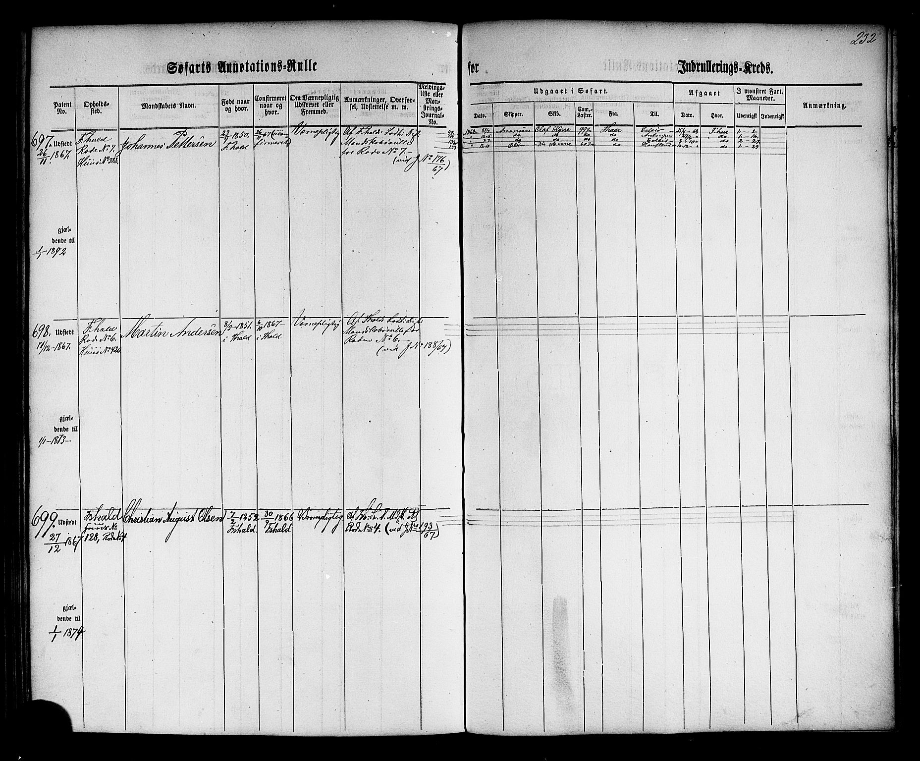 Halden mønstringskontor, AV/SAO-A-10569a/F/Fc/Fca/L0001: Annotasjonsrulle, 1860-1868, p. 205