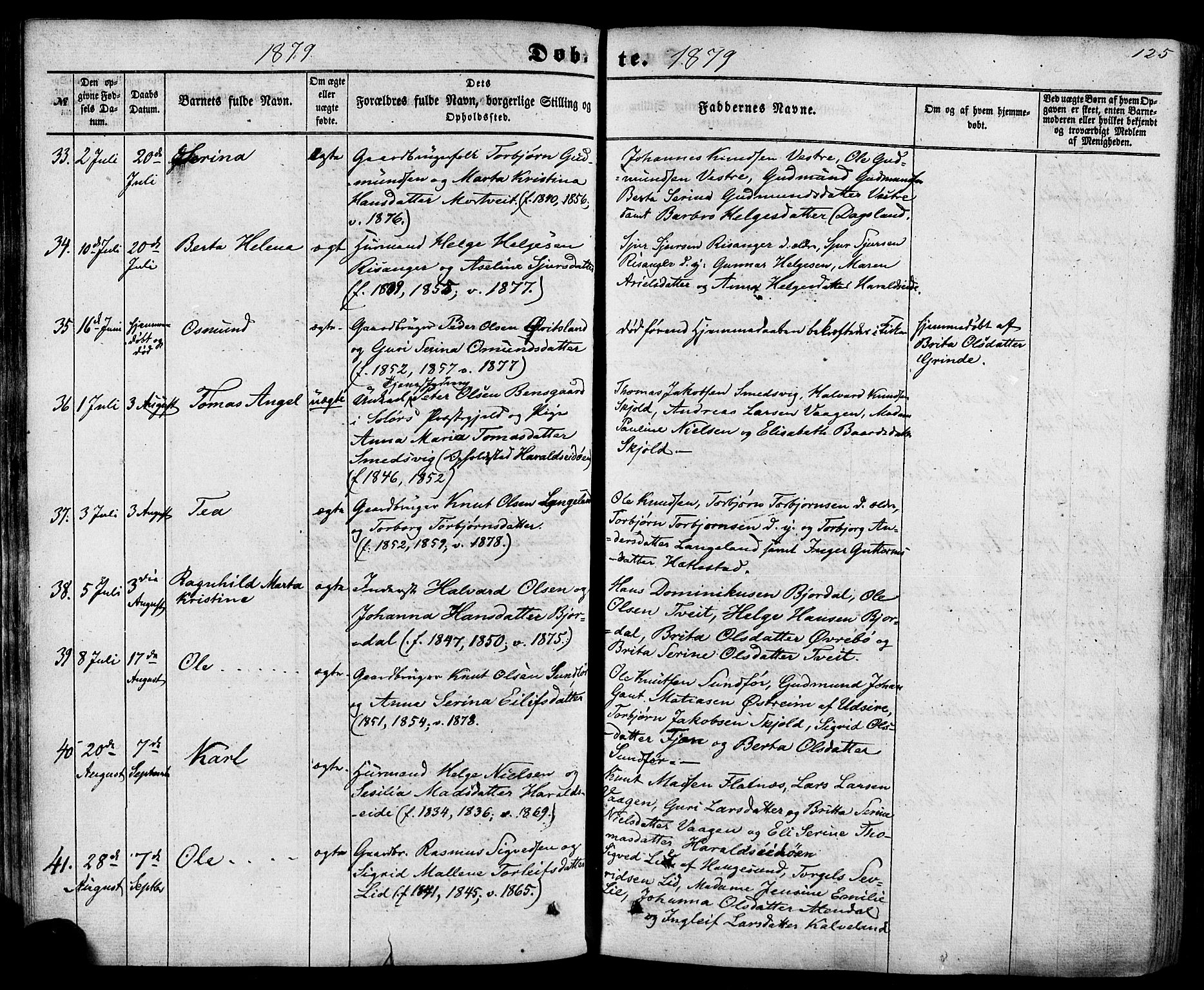 Skjold sokneprestkontor, AV/SAST-A-101847/H/Ha/Haa/L0008: Parish register (official) no. A 8, 1856-1882, p. 125