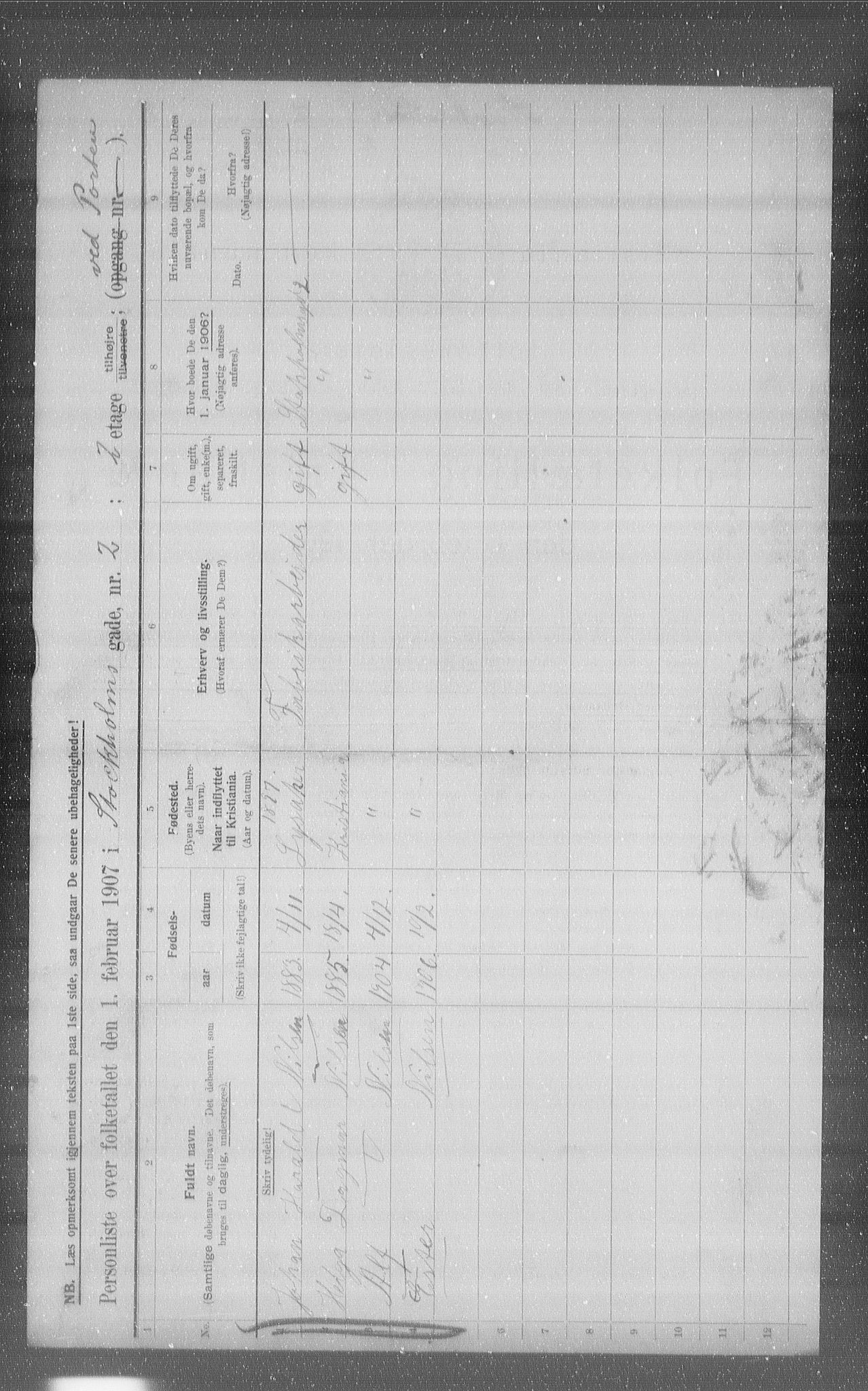 OBA, Municipal Census 1907 for Kristiania, 1907, p. 52088