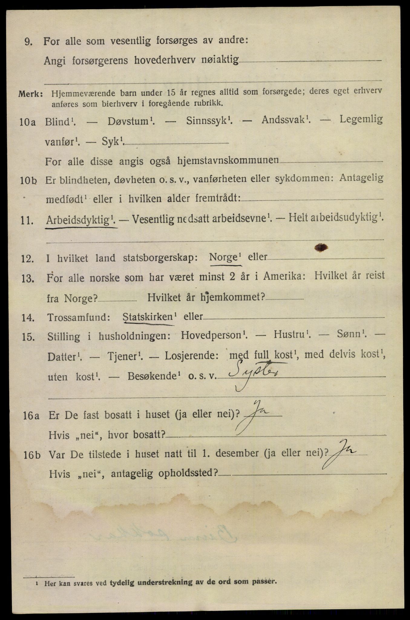 SAKO, 1920 census for Lunde, 1920, p. 1626