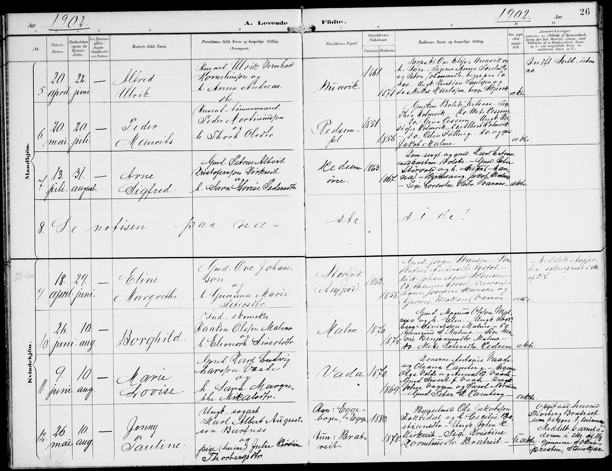 Ministerialprotokoller, klokkerbøker og fødselsregistre - Nord-Trøndelag, SAT/A-1458/745/L0430: Parish register (official) no. 745A02, 1895-1913, p. 26