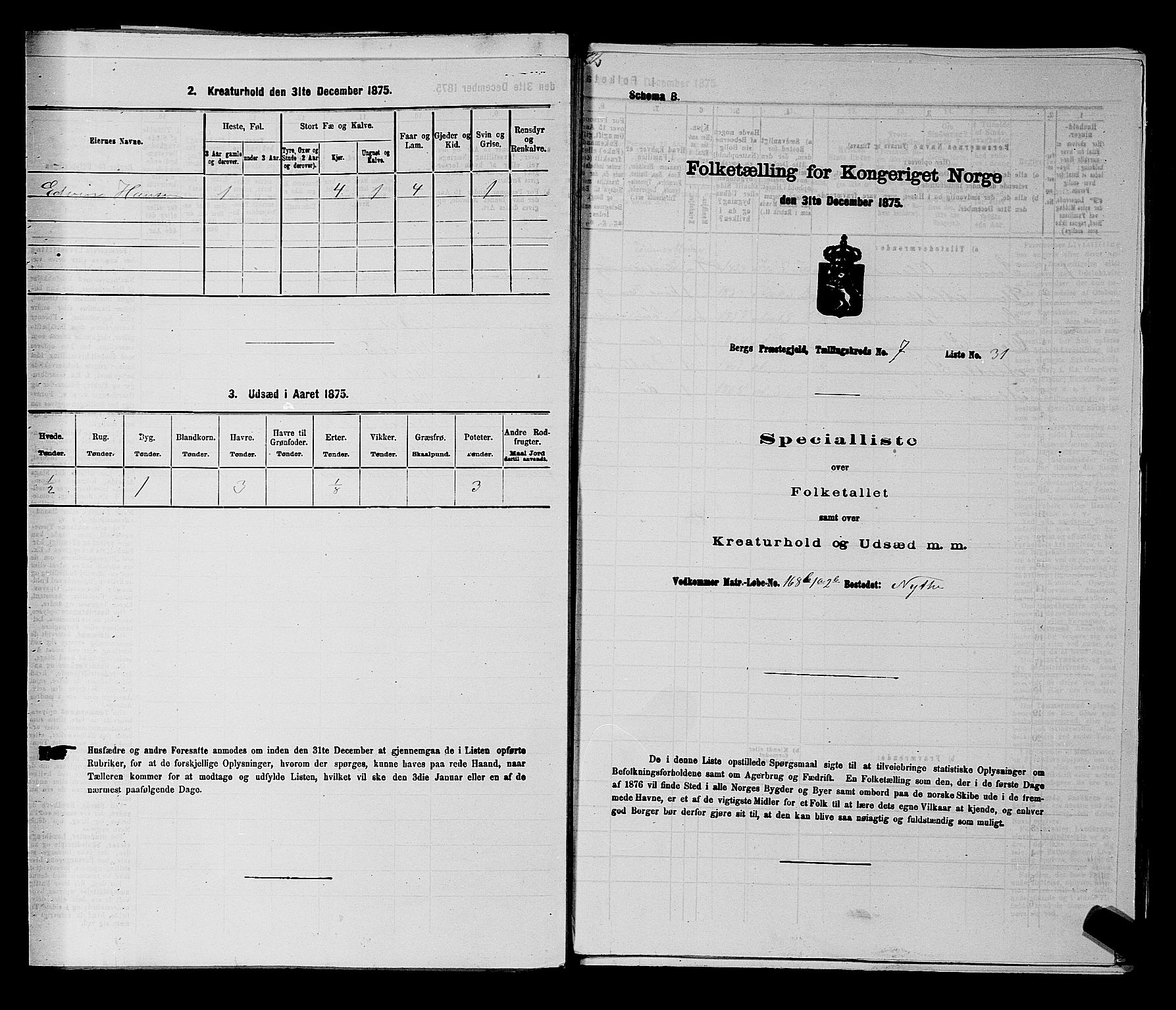 RA, 1875 census for 0116P Berg, 1875, p. 1129