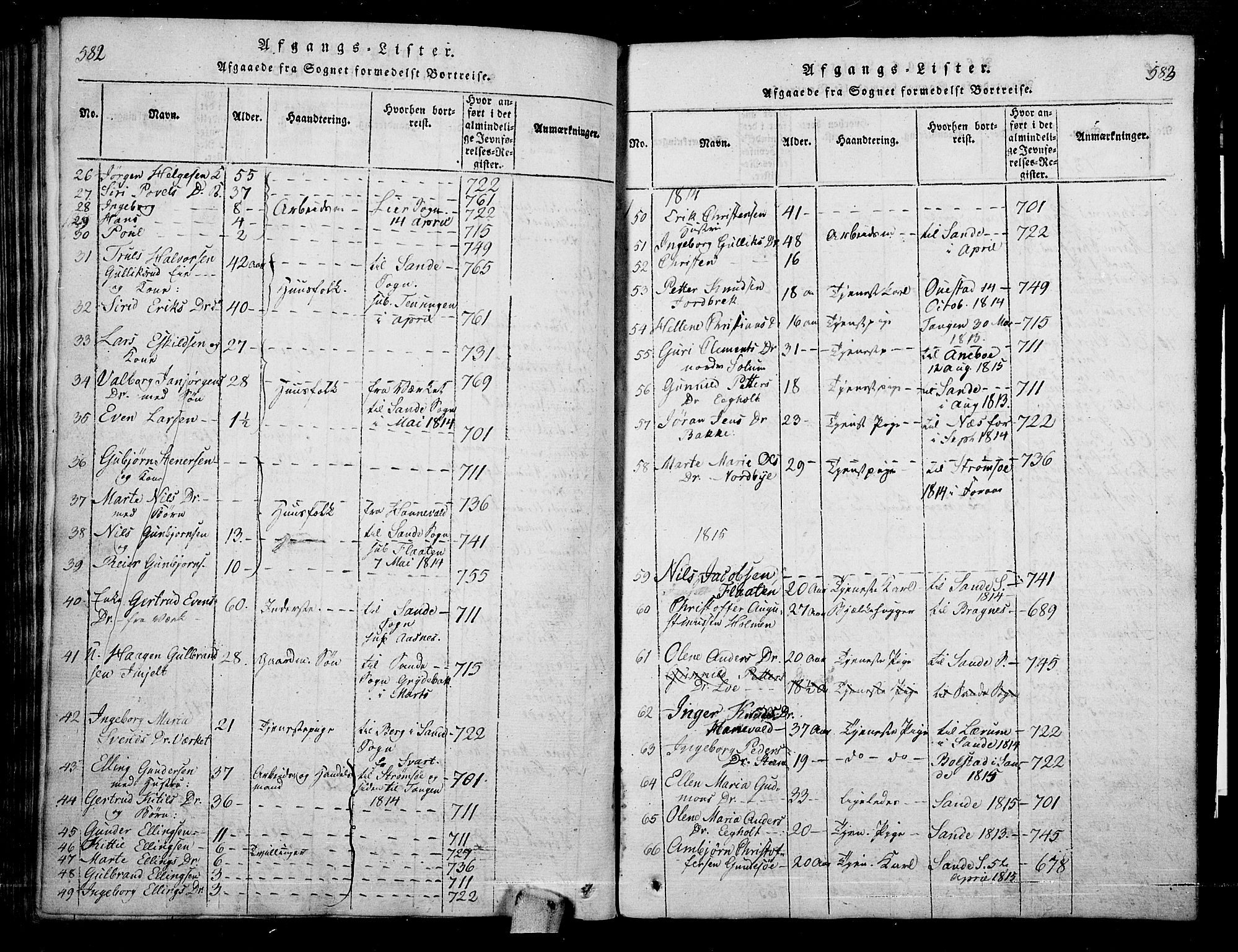 Skoger kirkebøker, SAKO/A-59/G/Ga/L0001: Parish register (copy) no. I 1, 1814-1845, p. 582-583