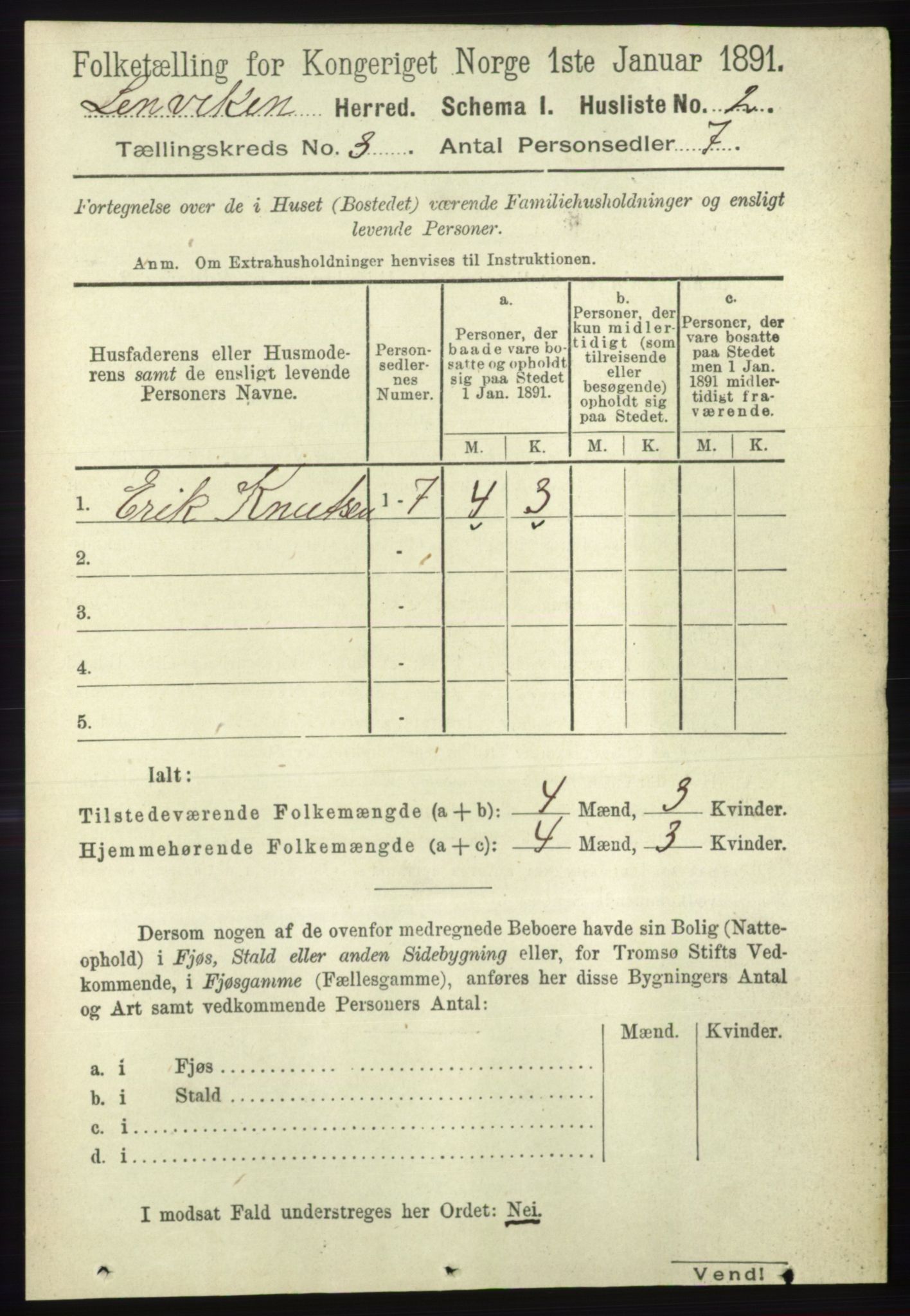 RA, 1891 census for 1931 Lenvik, 1891, p. 1282