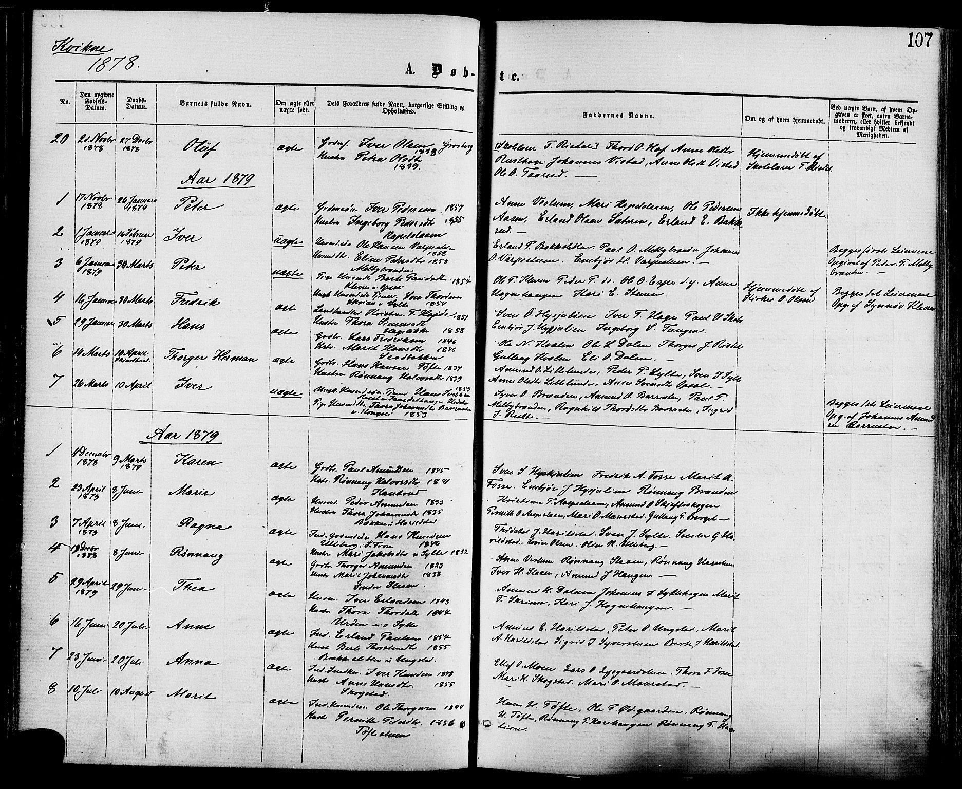 Nord-Fron prestekontor, SAH/PREST-080/H/Ha/Haa/L0002: Parish register (official) no. 2, 1865-1883, p. 107