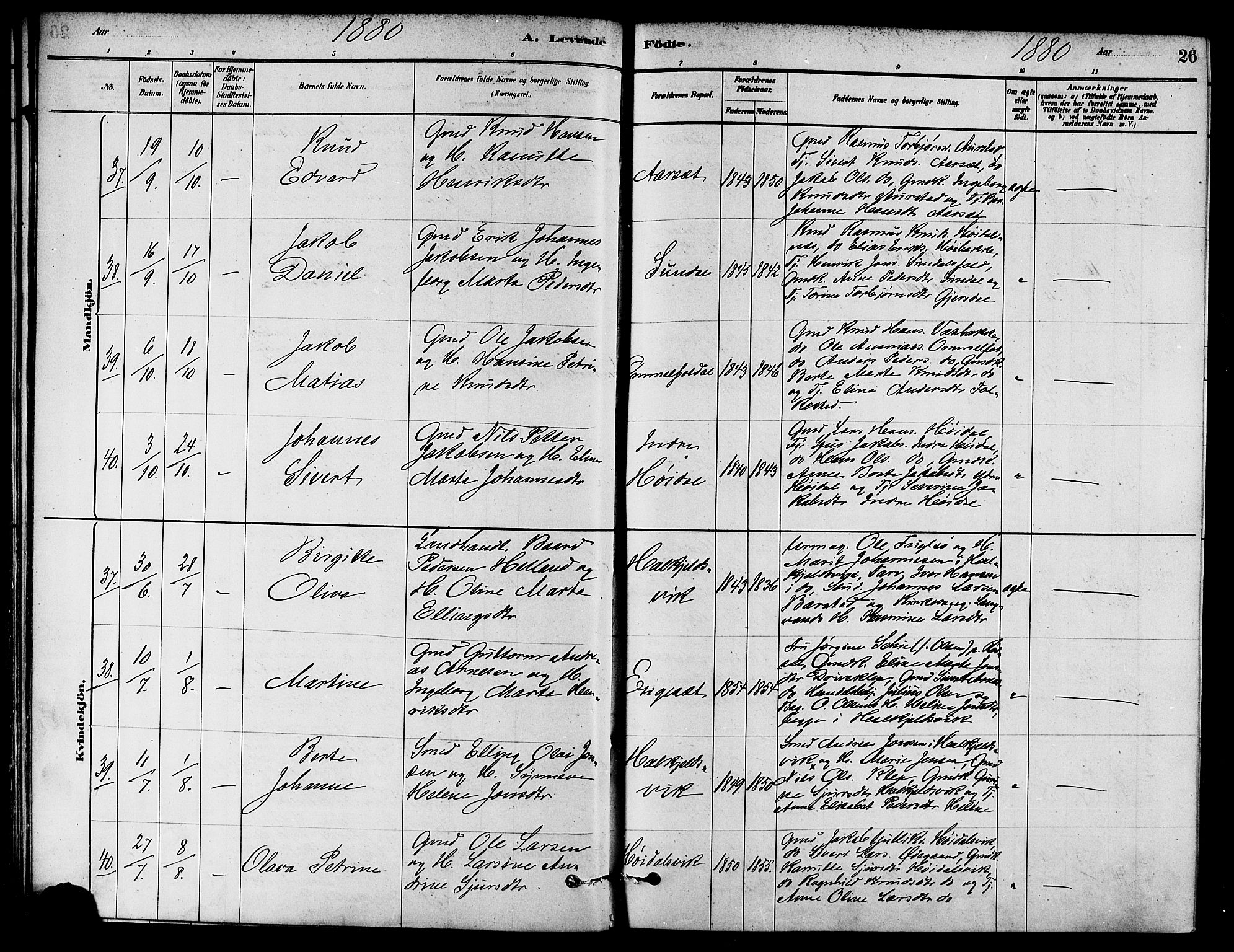 Ministerialprotokoller, klokkerbøker og fødselsregistre - Møre og Romsdal, AV/SAT-A-1454/511/L0141: Parish register (official) no. 511A08, 1878-1890, p. 26