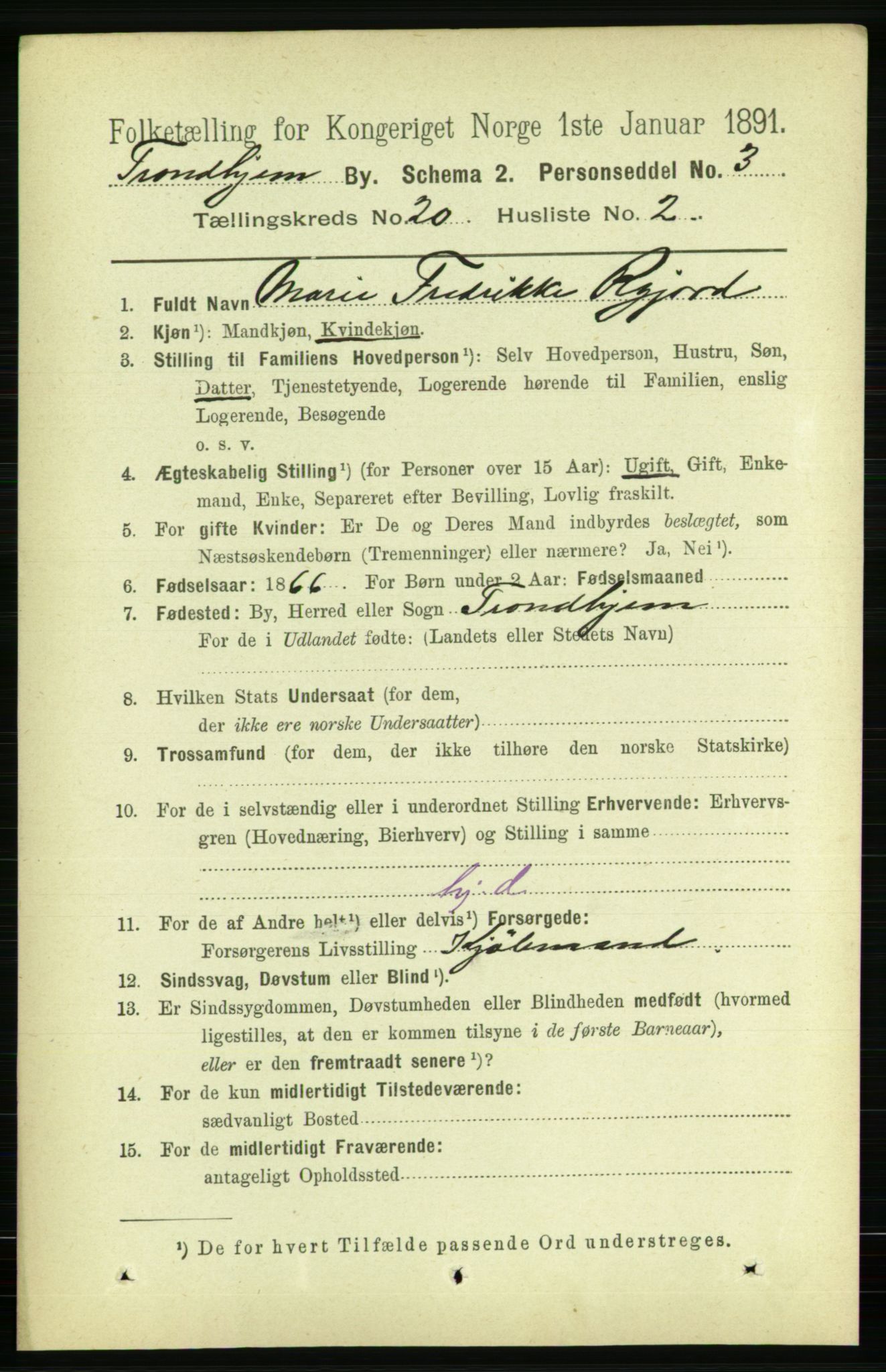 RA, 1891 census for 1601 Trondheim, 1891, p. 15156