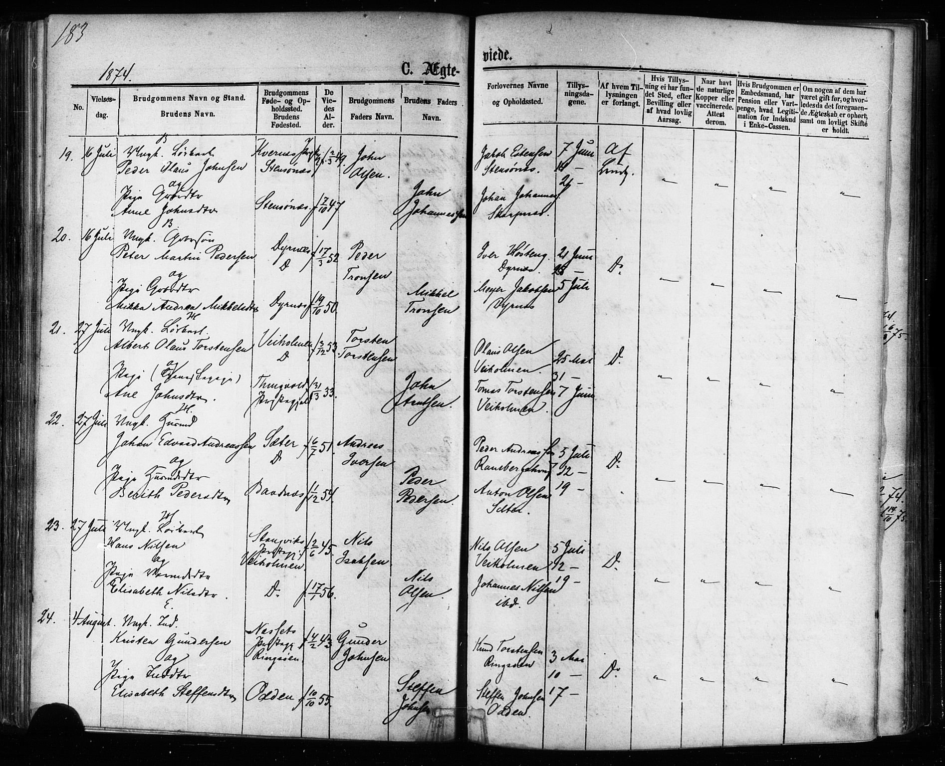 Ministerialprotokoller, klokkerbøker og fødselsregistre - Møre og Romsdal, AV/SAT-A-1454/581/L0938: Parish register (official) no. 581A06, 1873-1879, p. 183