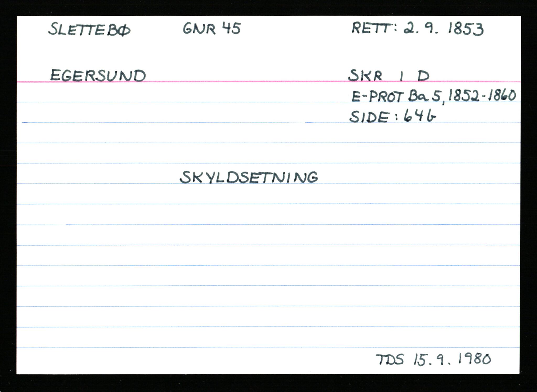 Statsarkivet i Stavanger, AV/SAST-A-101971/03/Y/Ym/L0053: Åstedskort sortert etter gårdsnavn: Skudeneshavn - Solbjør, 1600-1950, p. 314