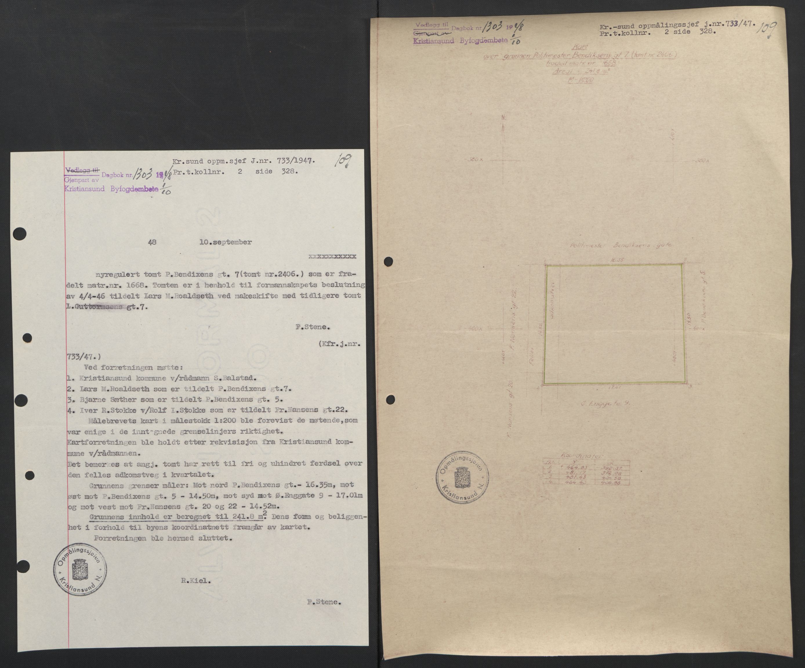 Kristiansund byfogd, AV/SAT-A-4587/A/27: Mortgage book no. 42, 1947-1950, Diary no: : 1303/1948