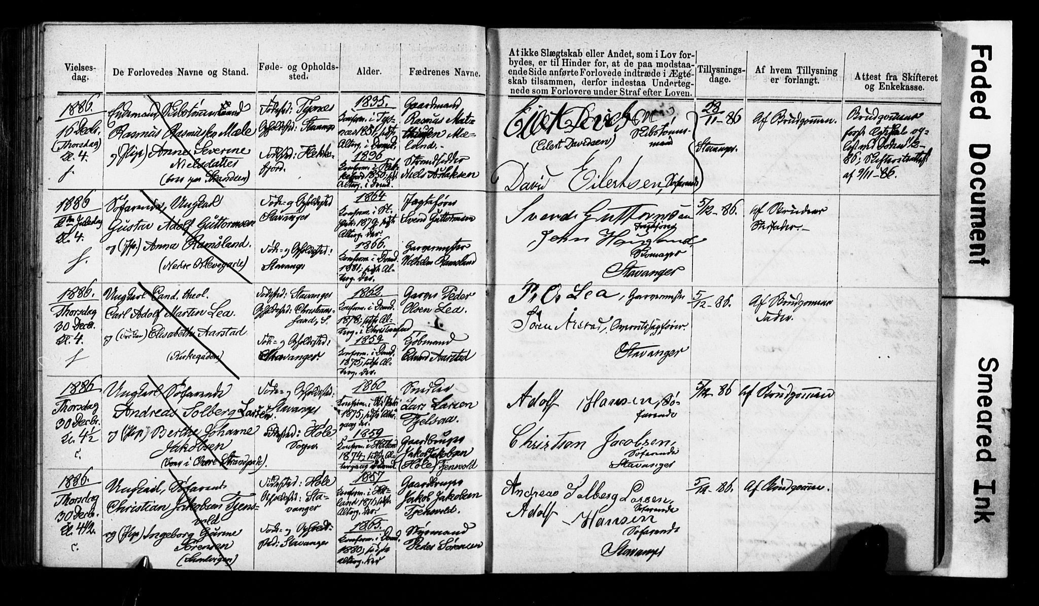 Domkirken sokneprestkontor, SAST/A-101812/001/70/705BA/L0002: Banns register no. 2, 1875-1892