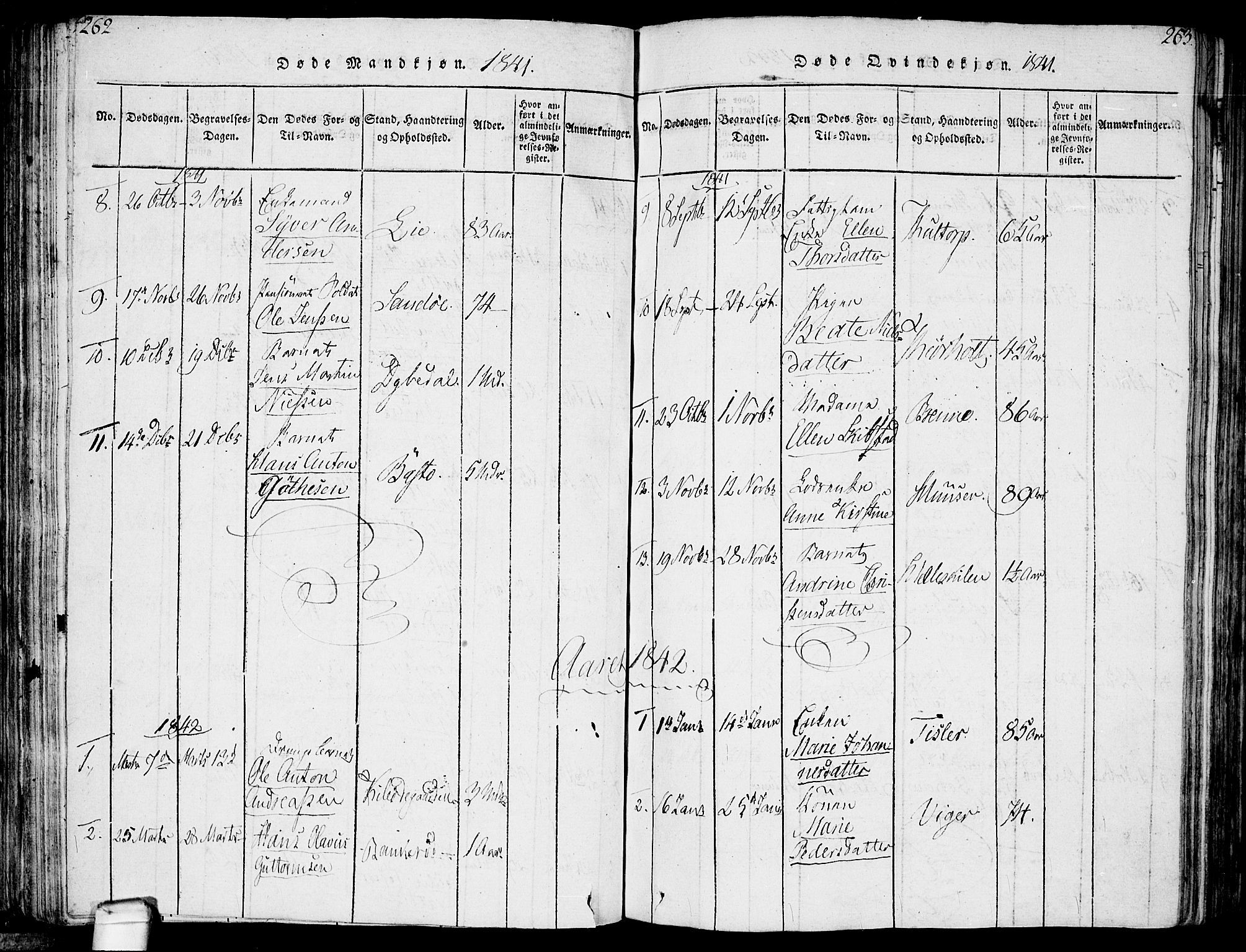 Hvaler prestekontor Kirkebøker, SAO/A-2001/F/Fa/L0005: Parish register (official) no. I 5, 1816-1845, p. 262-263