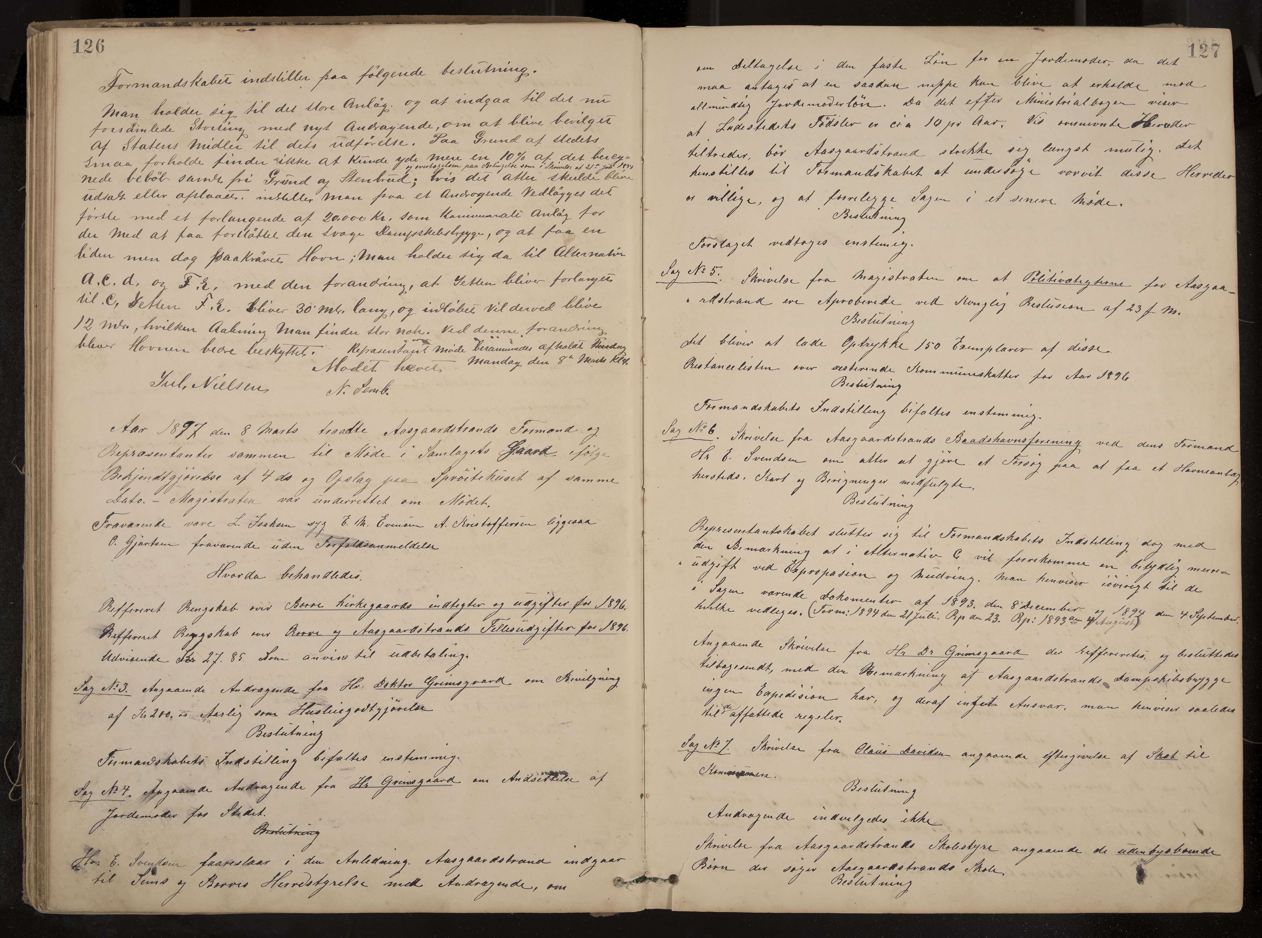 Åsgårdstrand formannskap og sentraladministrasjon, IKAK/0704021/A/L0003: Møtebok med register, 1890-1908, p. 126-127
