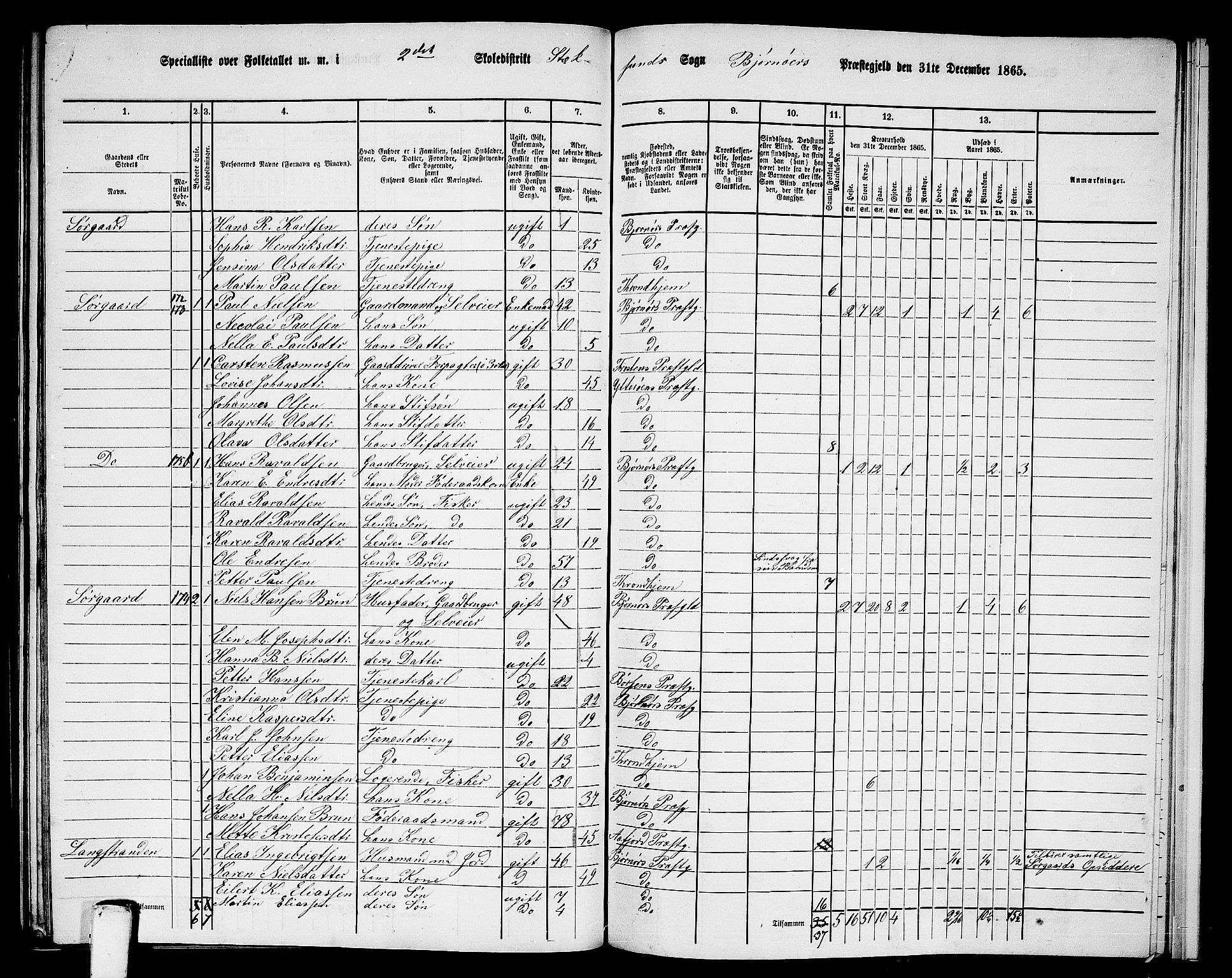 RA, 1865 census for Bjørnør, 1865, p. 146