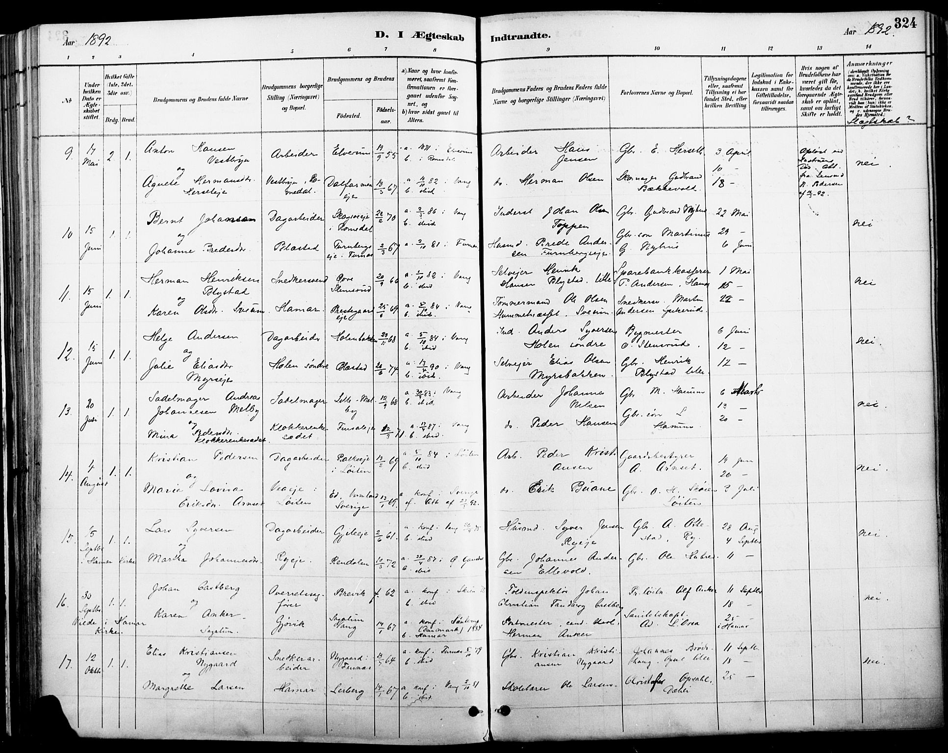 Vang prestekontor, Hedmark, AV/SAH-PREST-008/H/Ha/Haa/L0019A: Parish register (official) no. 19, 1886-1900, p. 324