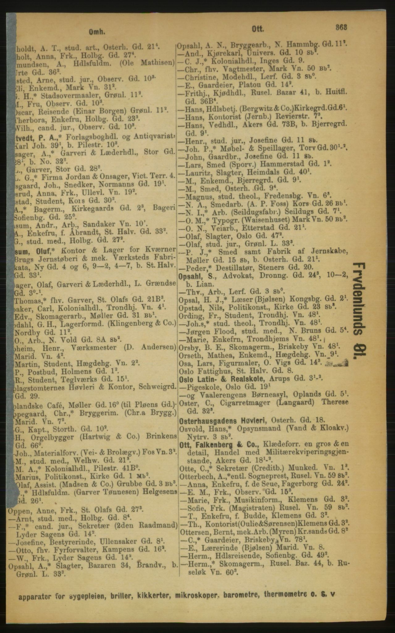 Kristiania/Oslo adressebok, PUBL/-, 1889, p. 363